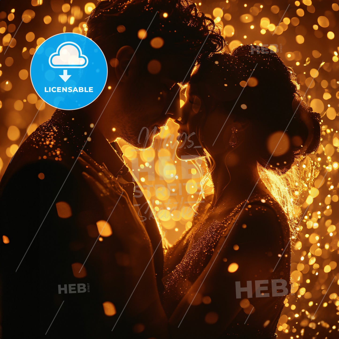Light and Night: Twilight’s Tango - A man and woman kissing in the rain