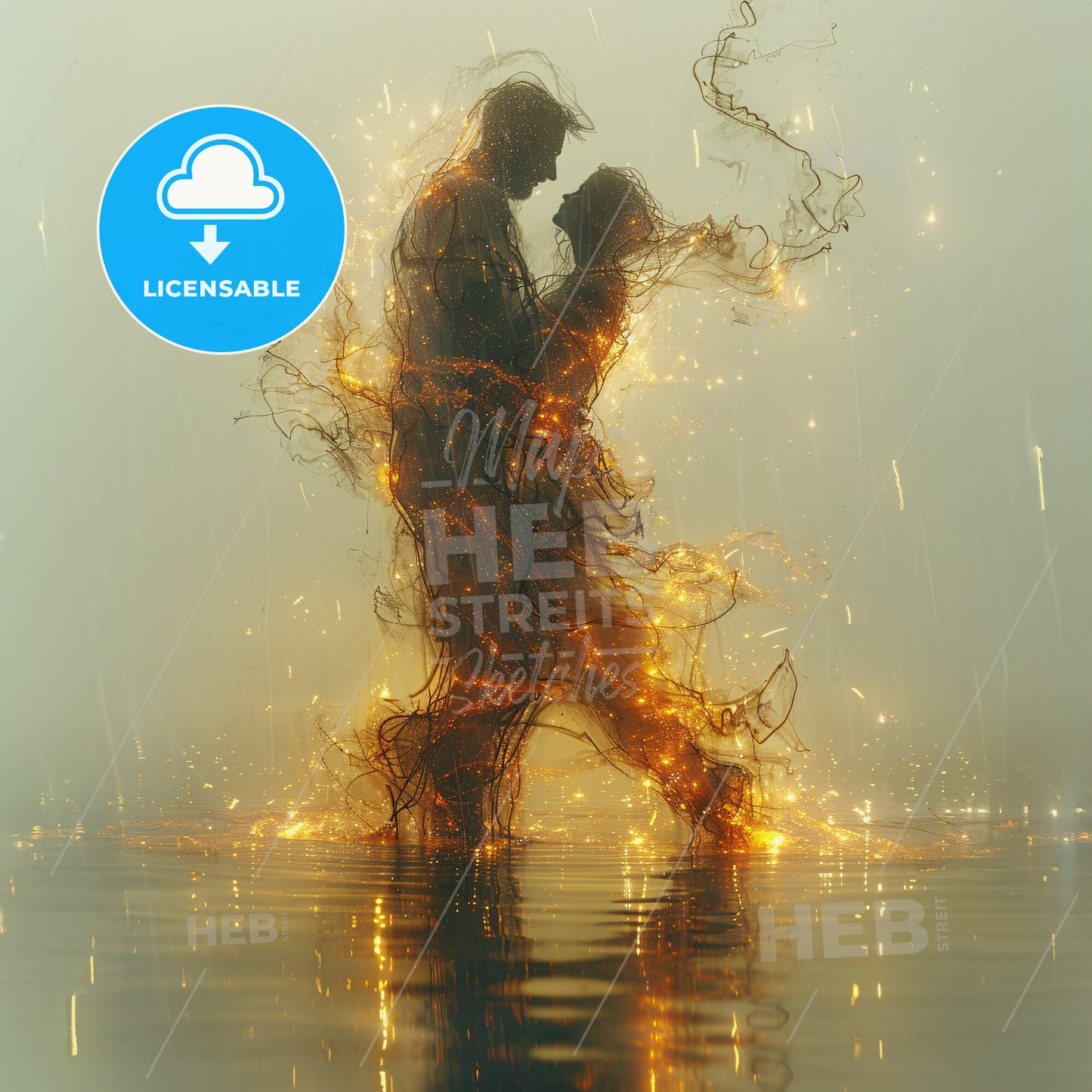 Light and Night: Twilight’s Tango - A couple dancing in the rain