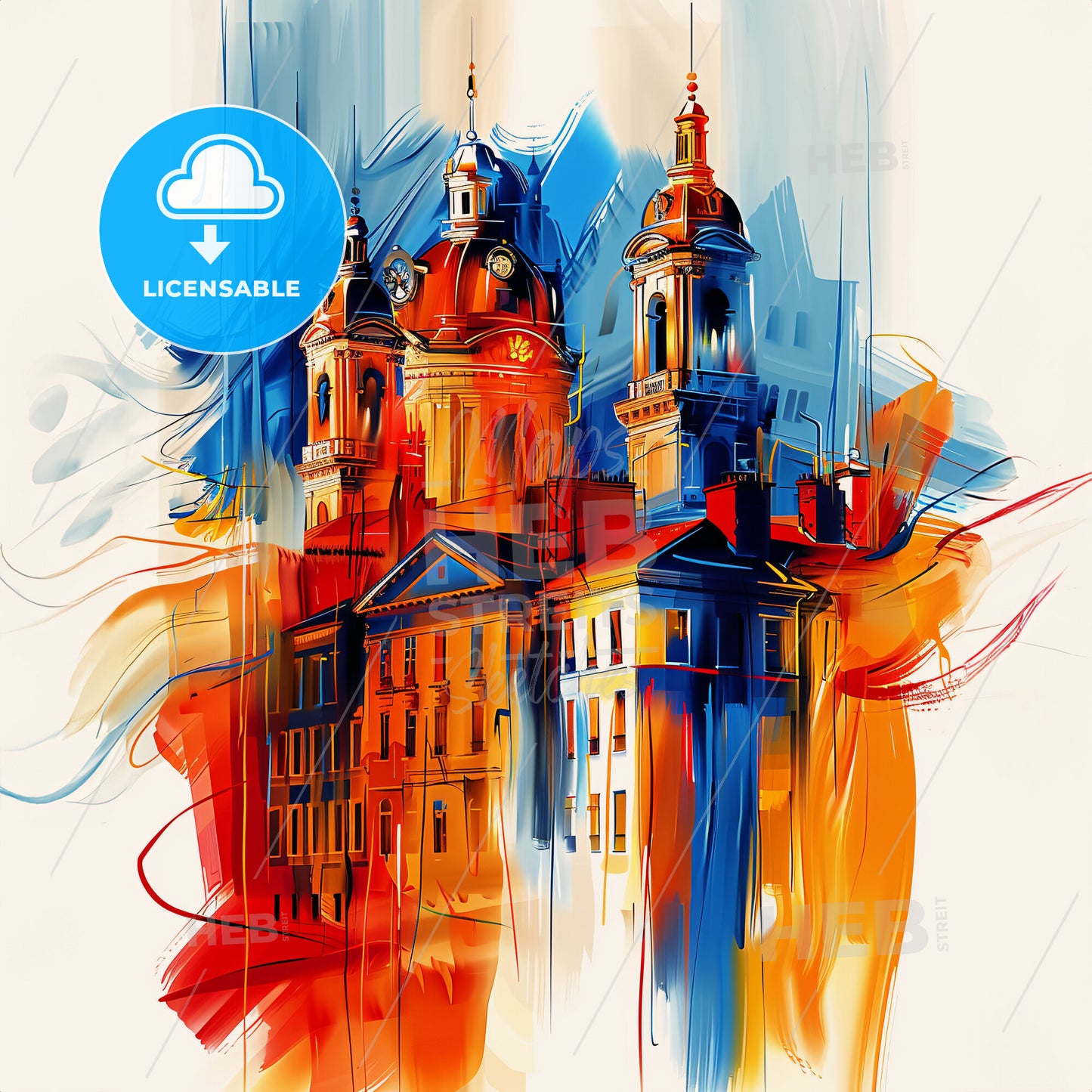 Vibrant Lille, France - A Painting Of A Building