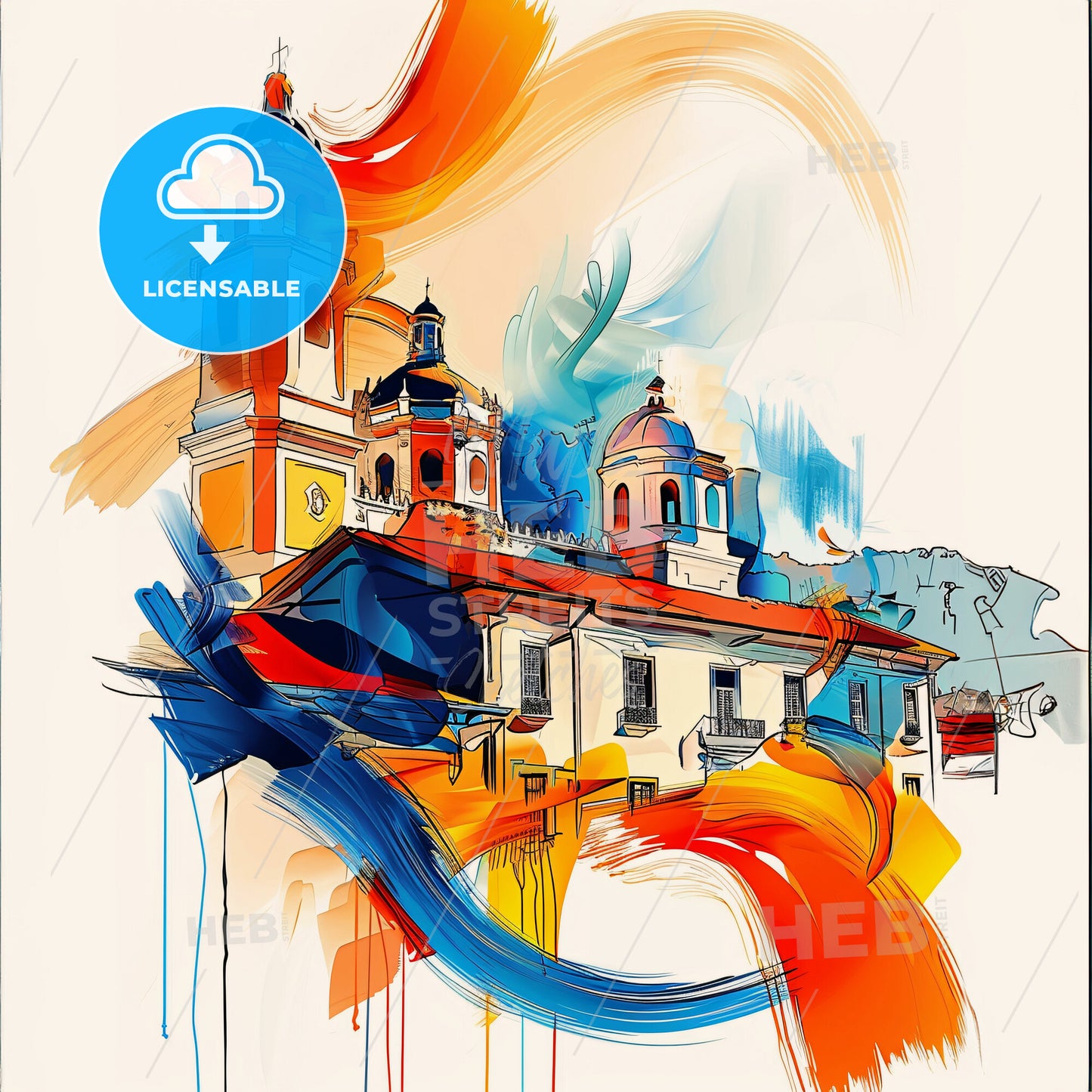 Vibrant Limón, Costa Rica - A Painting Of A Building