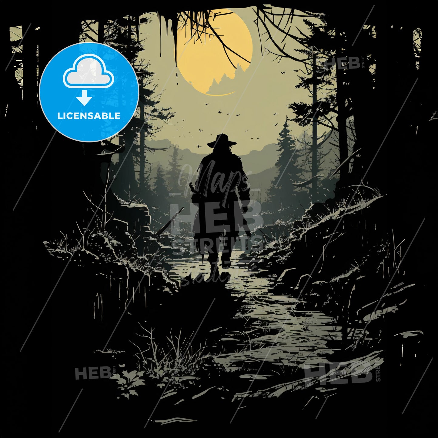 A Man Walking In The Woods