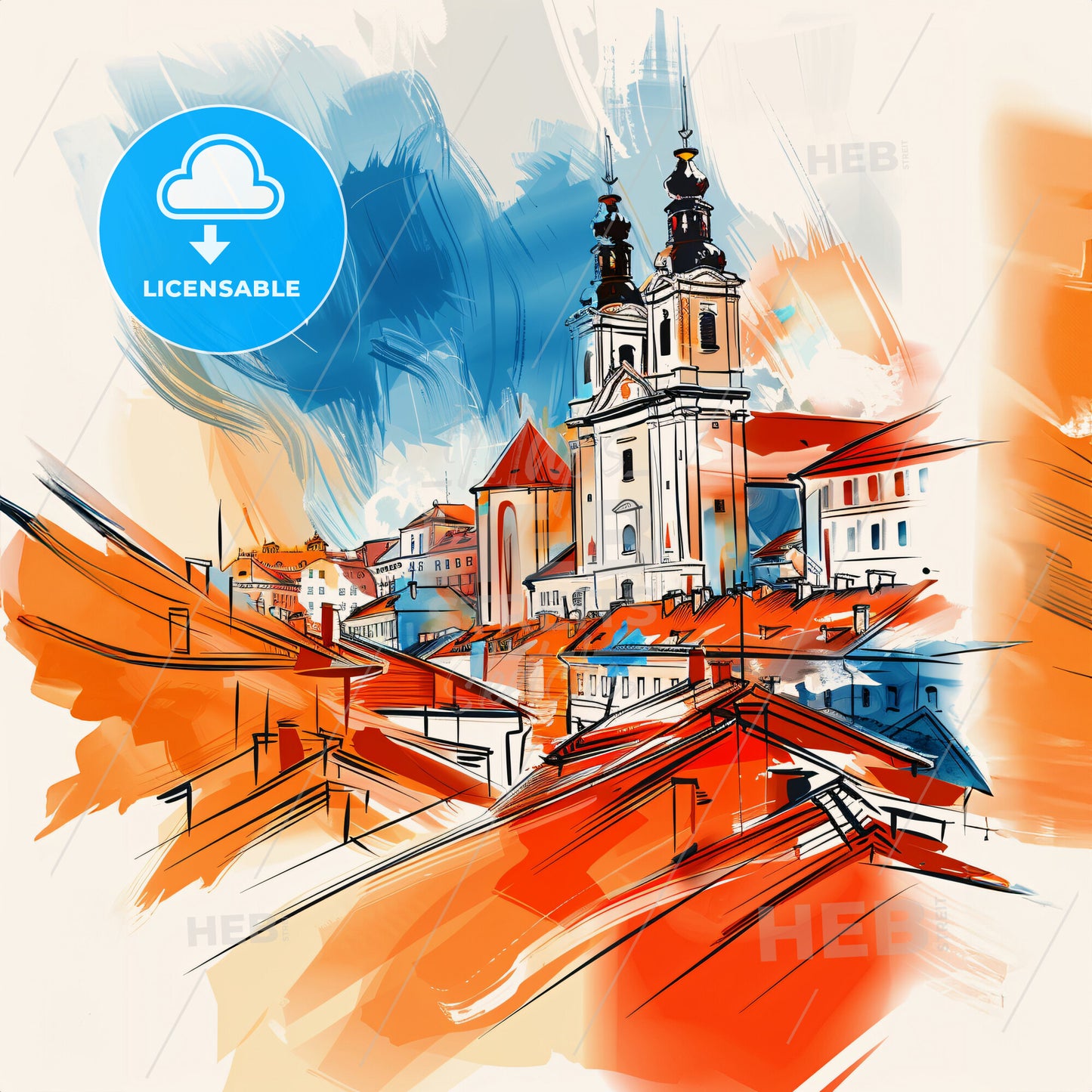 Vibrant Linz, Austria - A Painting Of A City