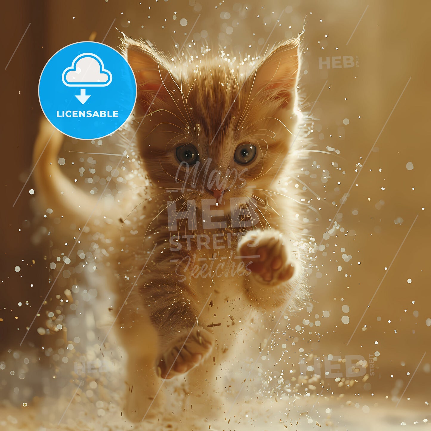 Little Paws - A kitten running through dust