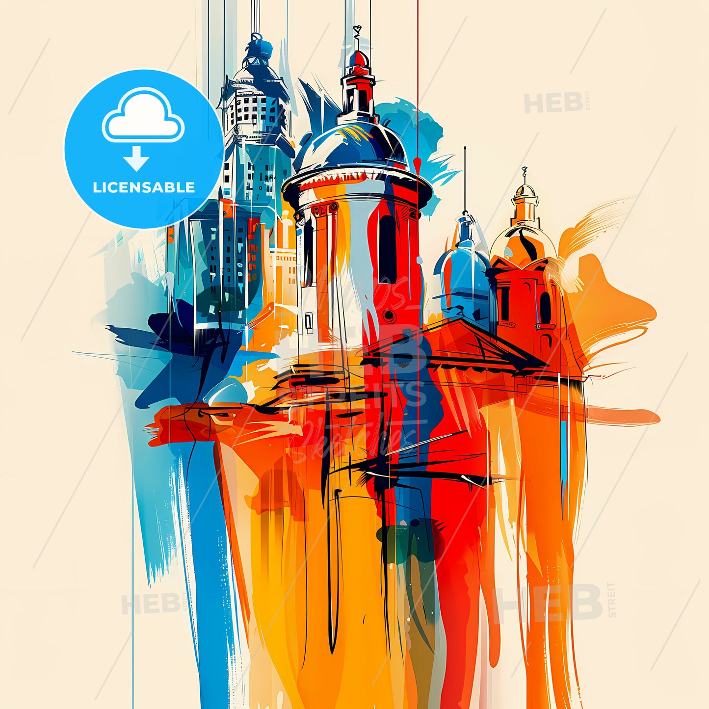 Vibrant Little Rock, Arkansas - A Colorful Painting Of Buildings