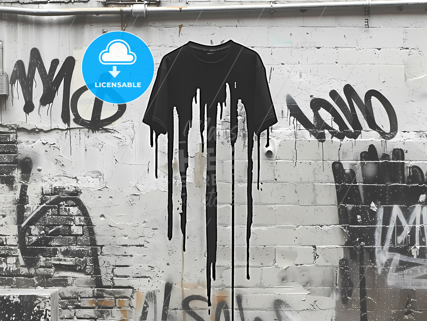 Vibrant Black Shirt Drip Paint Artistic Stock Photo Print Design