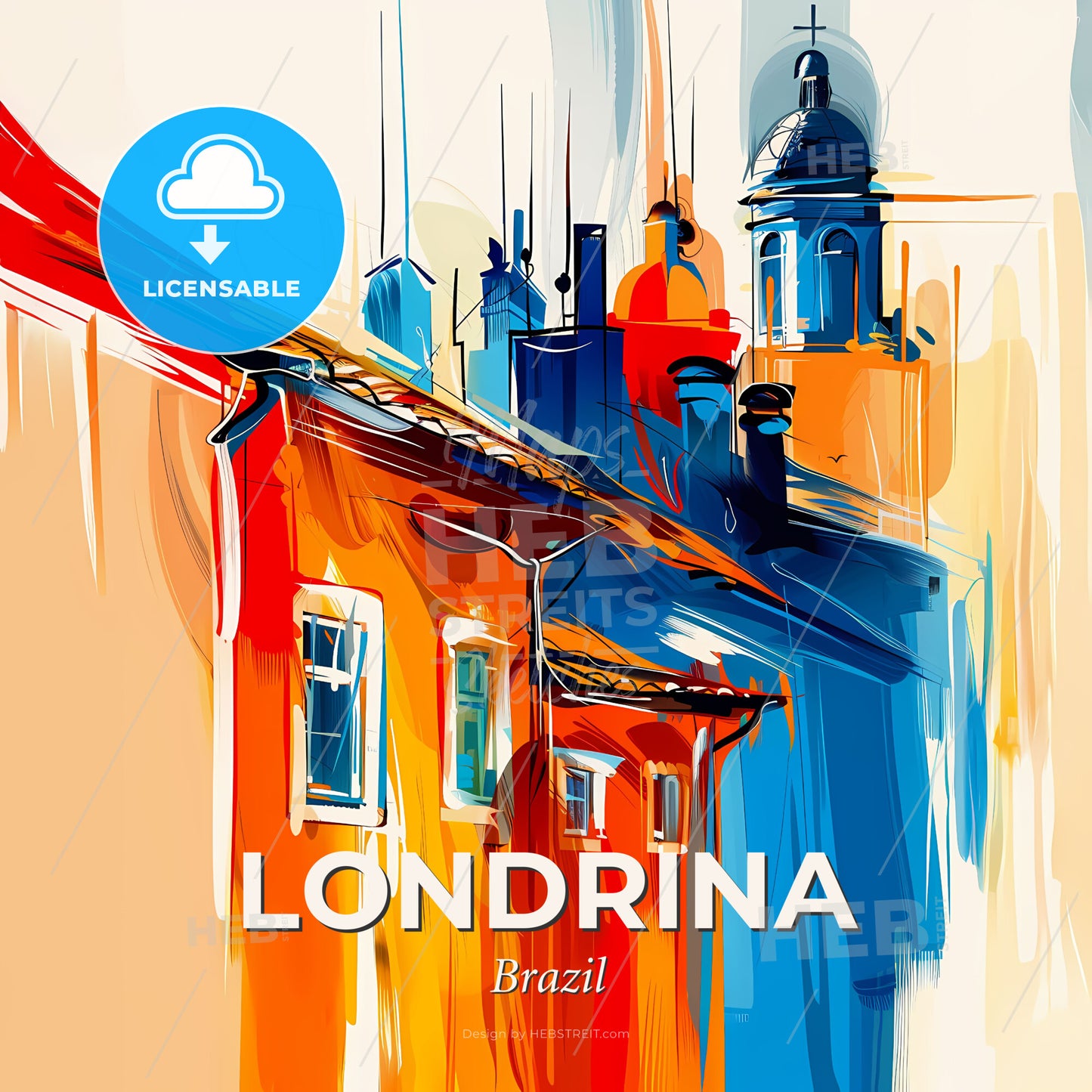 Vibrant Londrina, Brazil - A Painting Of A Building - Square format print template