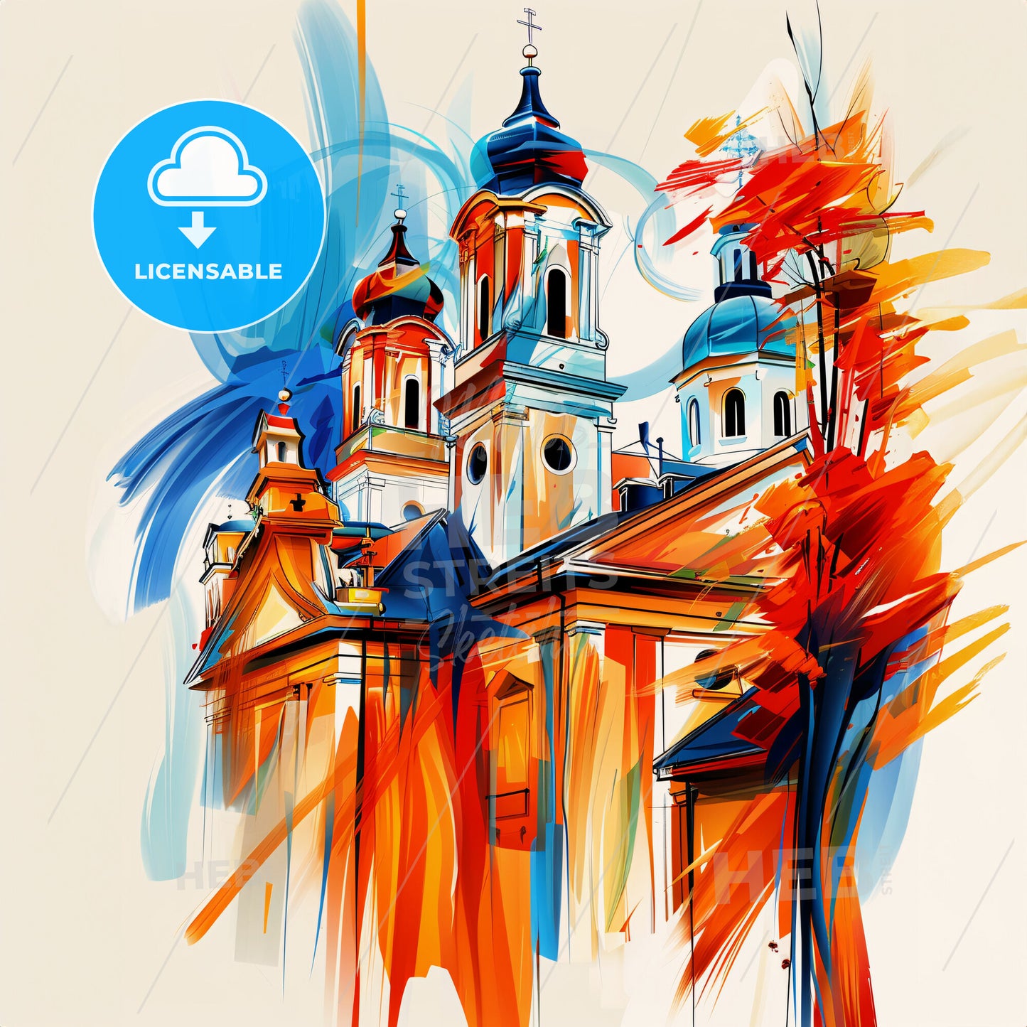 Vibrant Lucerne, Switzerland - A Painting Of A Building With A Colorful Design