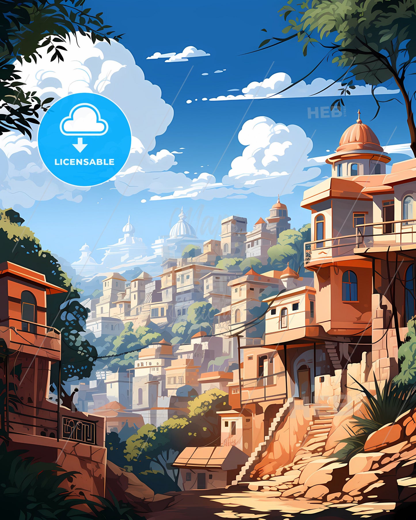 Cartoon City Skyline of Ludhiana, India with Vibrant Art Focus