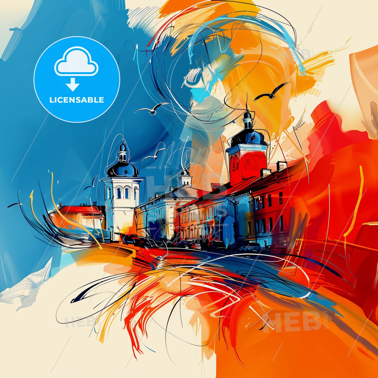 Vibrant Луганськ, Ukraine - A Painting Of A City