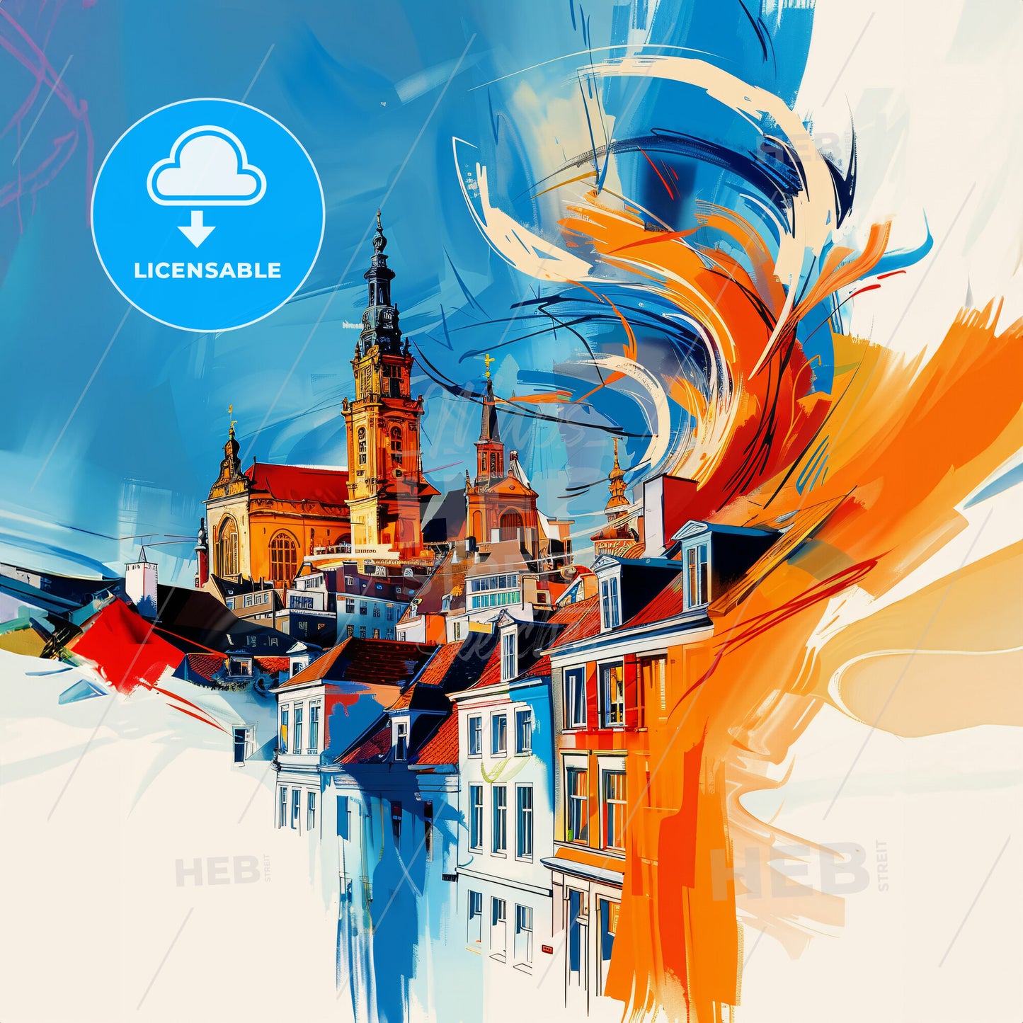 Vibrant Maastricht, Netherlands - A Colorful Painting Of A City