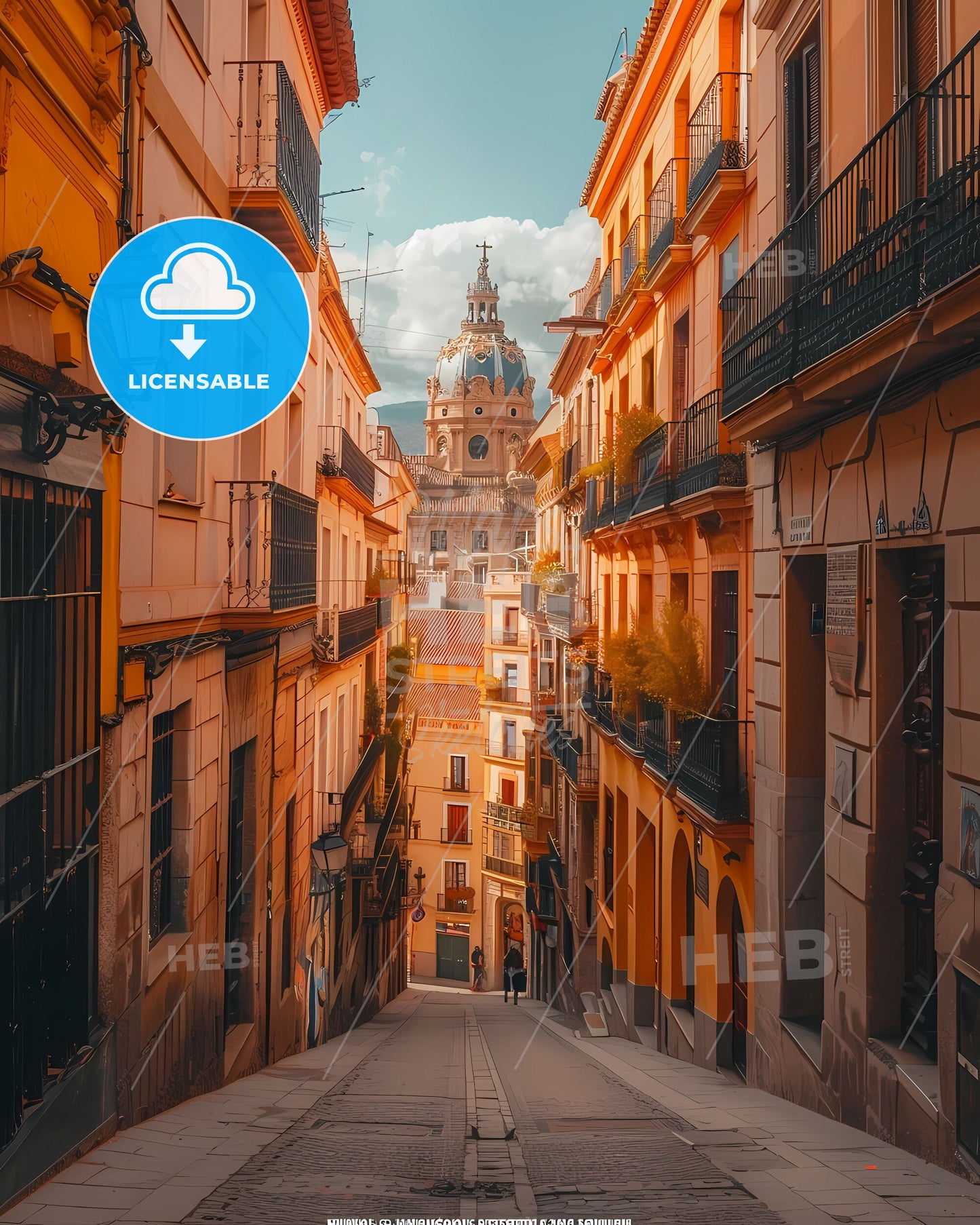 Spanish Street Art Scene, Vibrant Urban Painting in Madrid, Narrow Alleyway, Architectural Detail