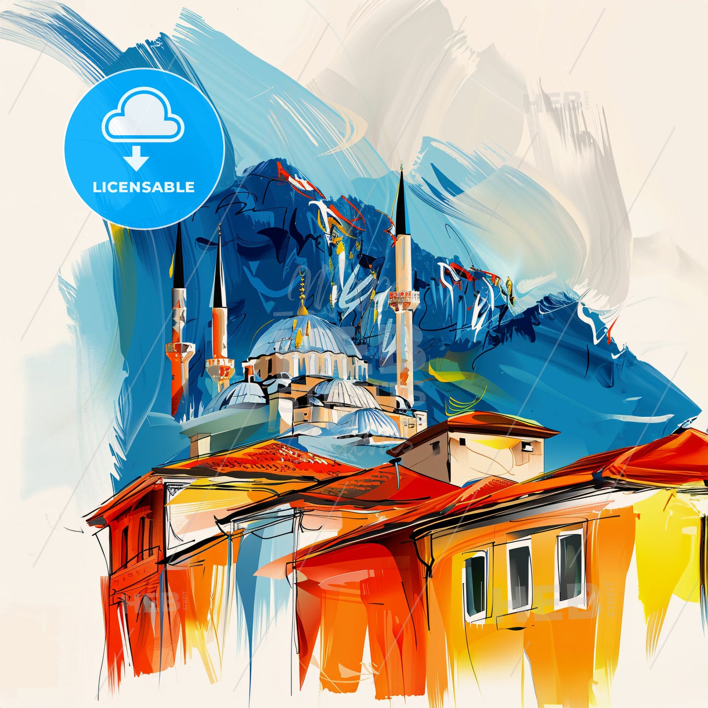 Vibrant Malatya, Turkey - A Painting Of A Building With A Dome And Towers