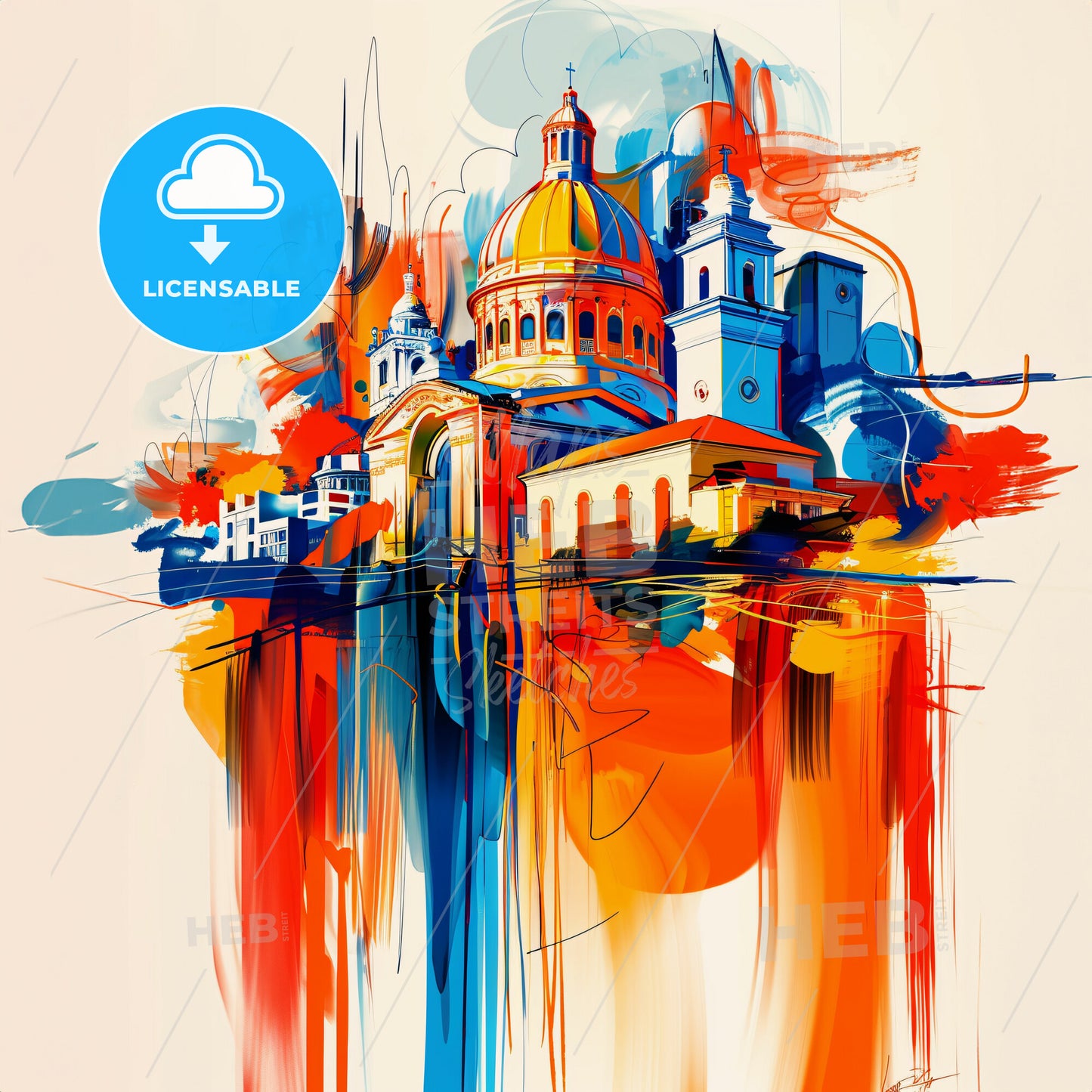 Vibrant Managua, Nicaragua - A Colorful Painting Of A Building