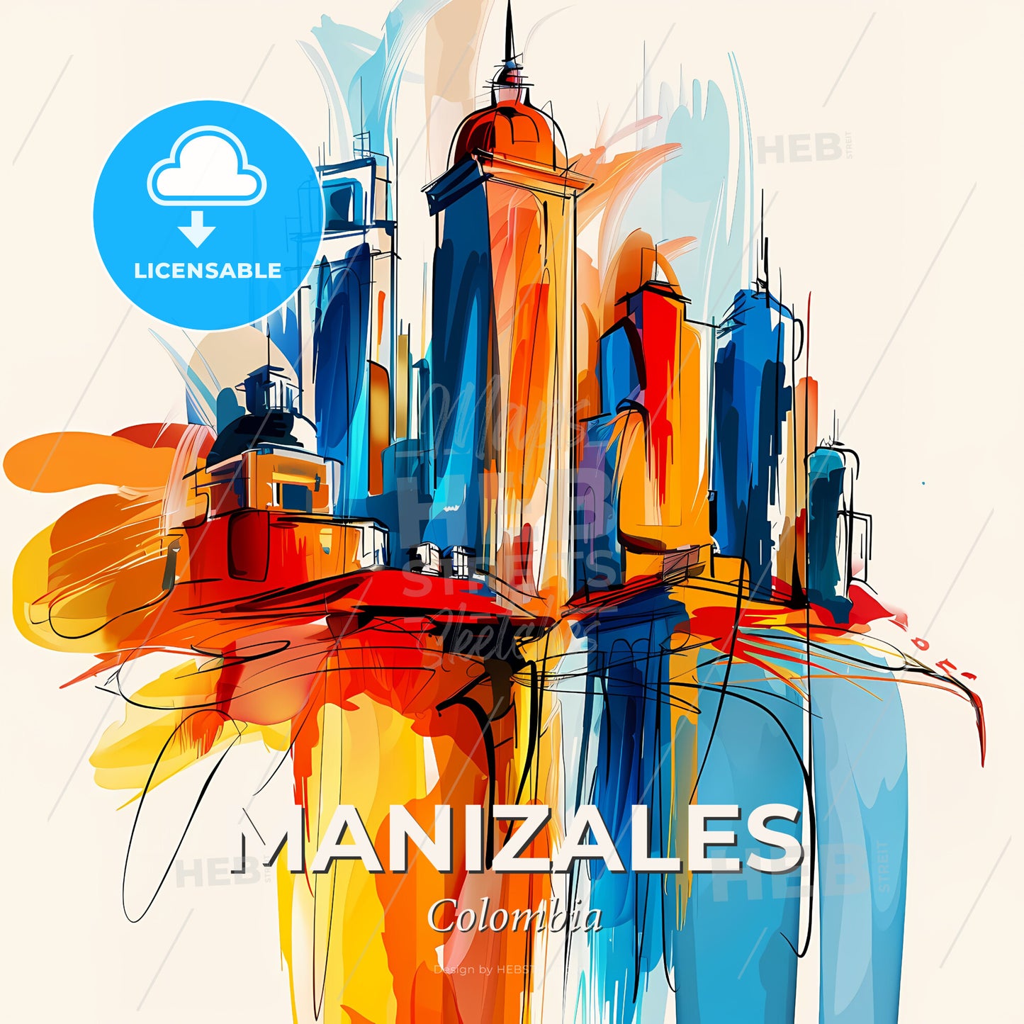 Vibrant Manizales, Colombia - A Colorful Cityscape With A Dome - Square format print template