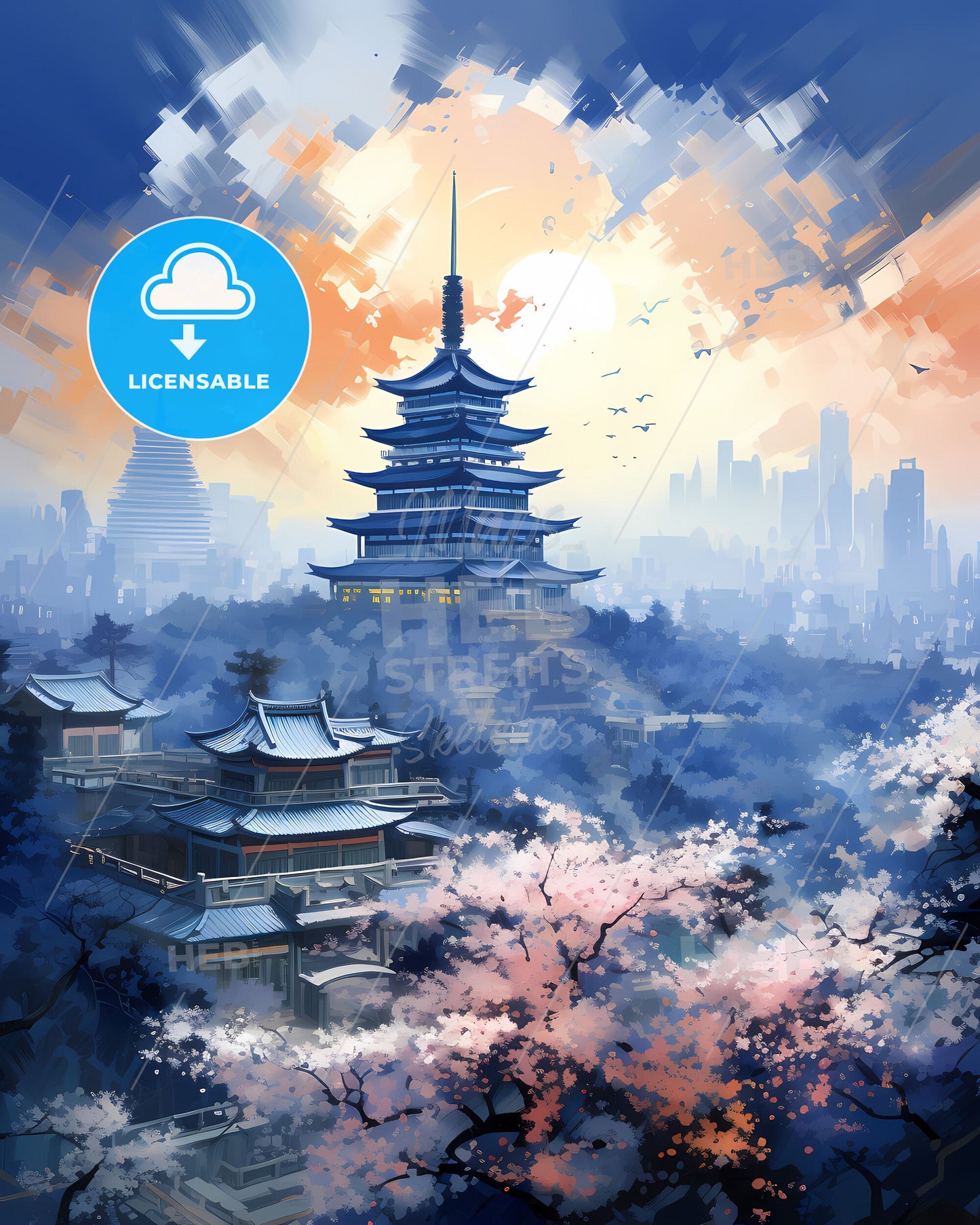 Maoming China Skyline City Art Painting Tower Building Canvas Print