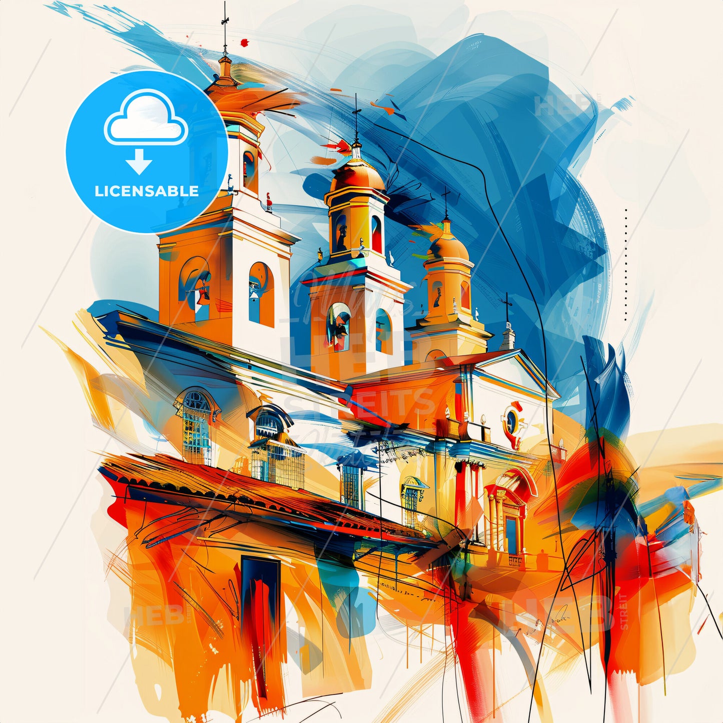 Vibrant Masaya, Nicaragua - A Painting Of A Building With Towers