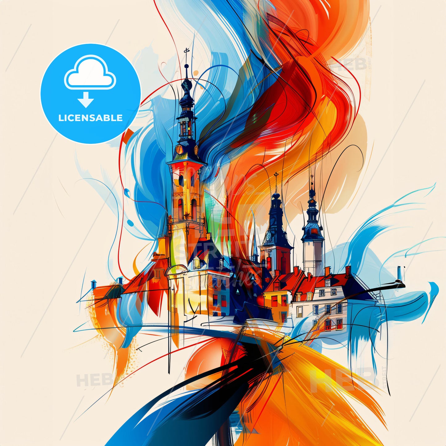 Vibrant Meierijstad, Netherlands - A Painting Of A Building With Colorful Smoke