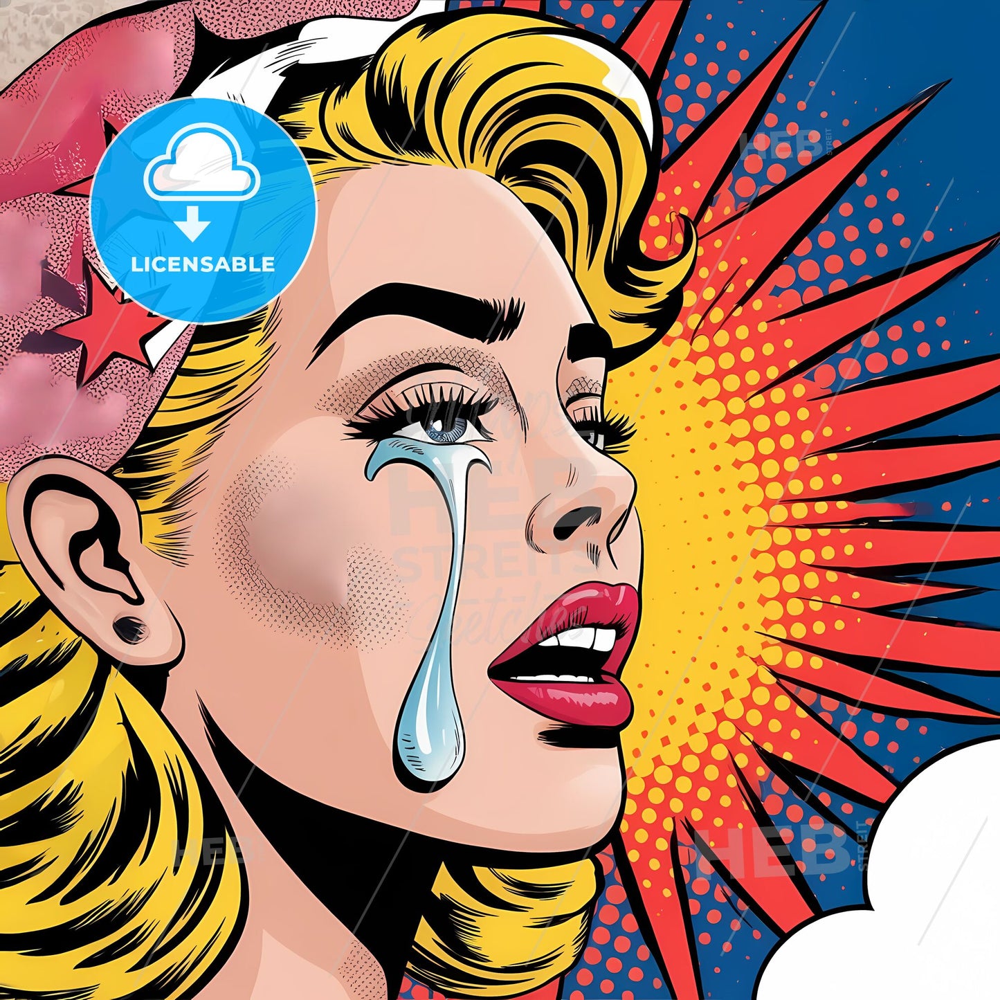 Melancholic Beauty: A Retro Pop Art Tribute to 1950s Glamour