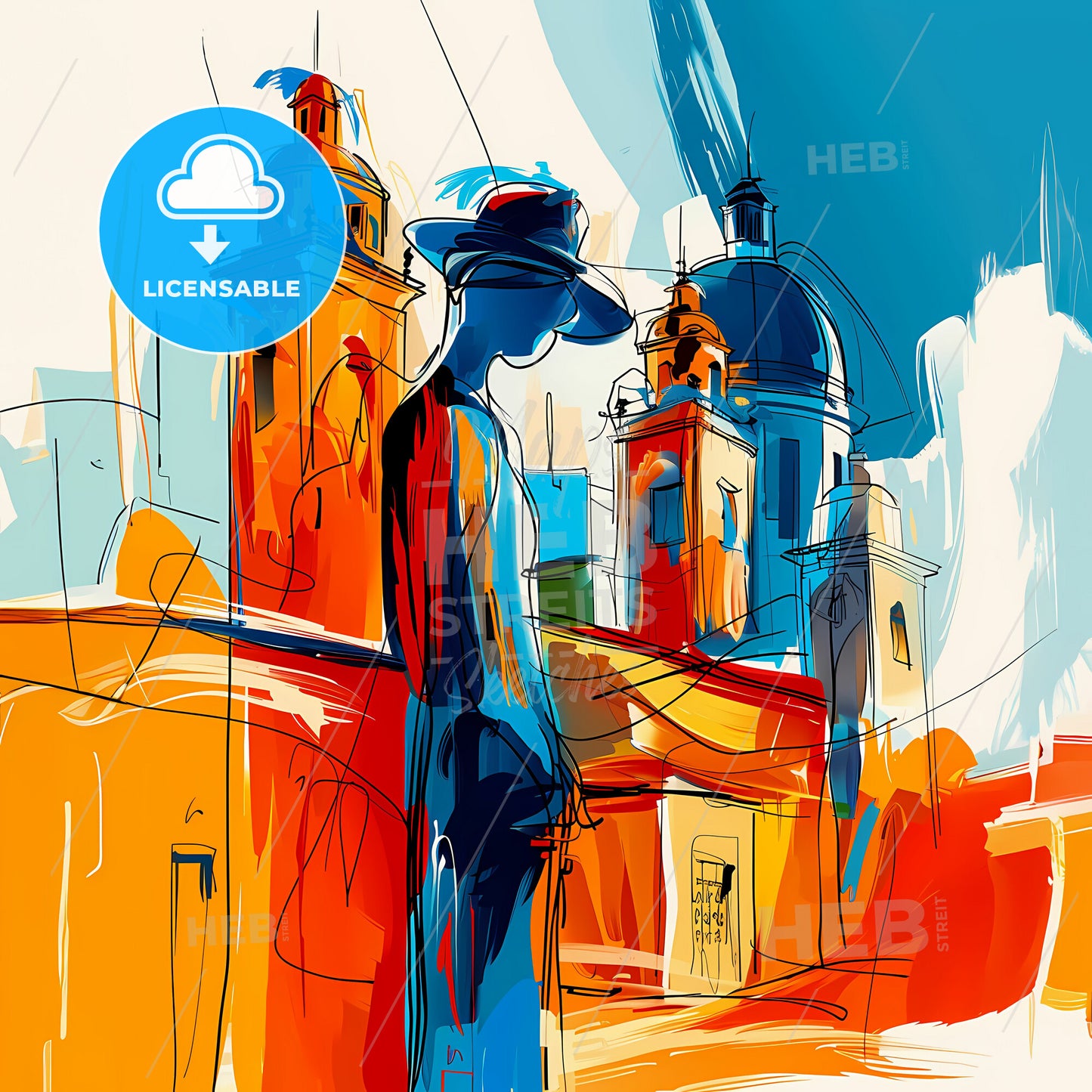 Vibrant Merida, Venezuela - A Painting Of A Woman In A Hat