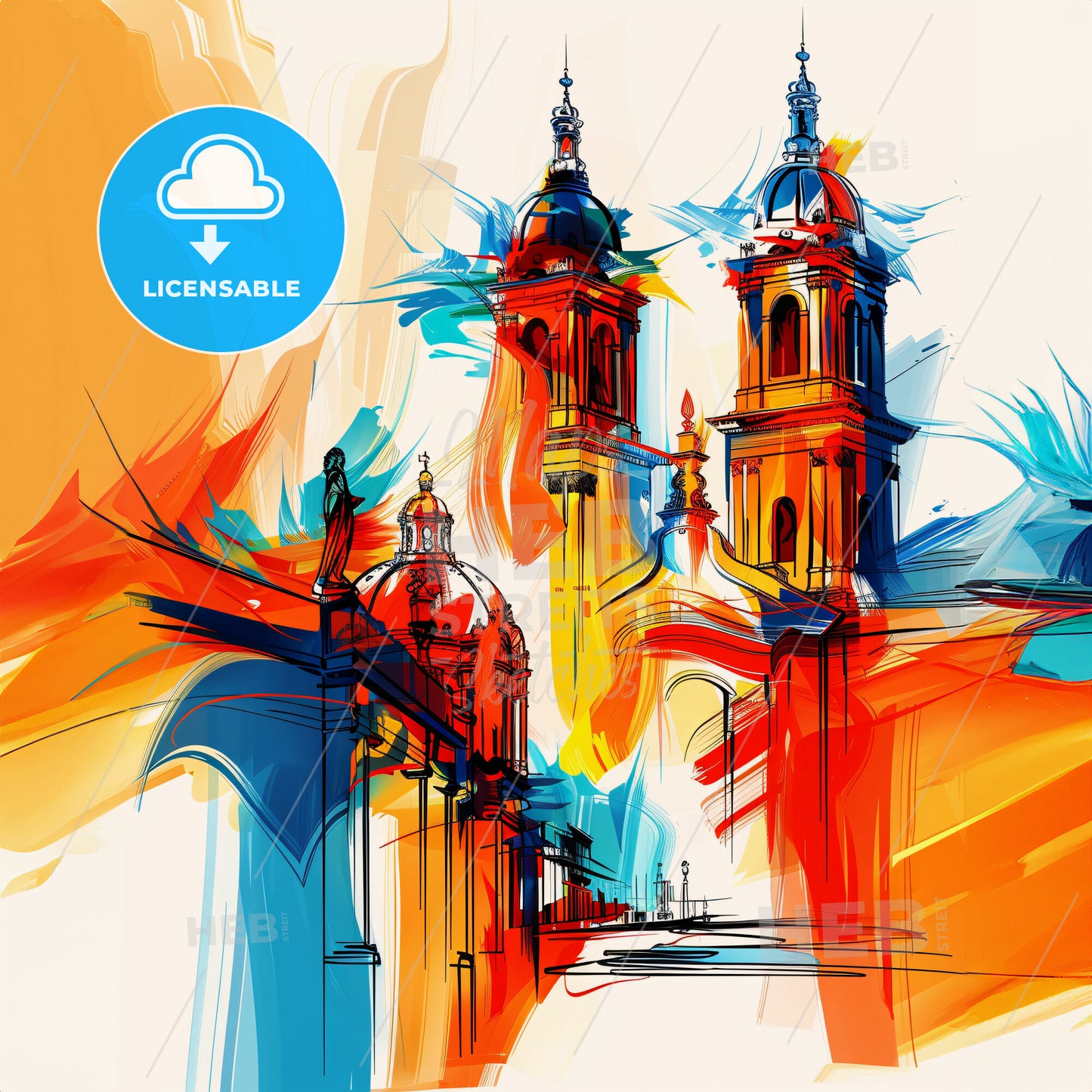 Vibrant Mexico City, Mexico - A Colorful Painting Of A Building