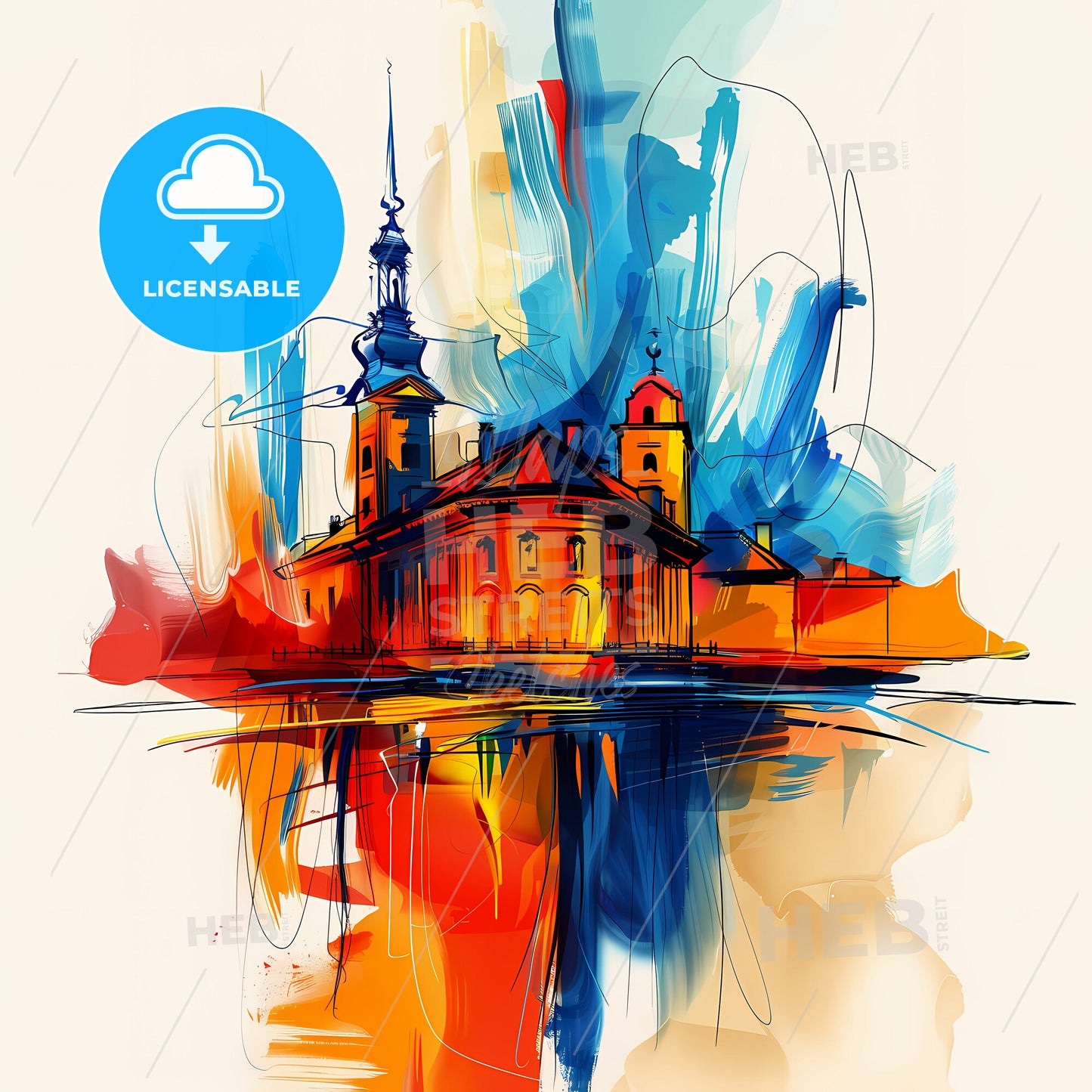 Vibrant Milton Keynes, England - A Painting Of A Building