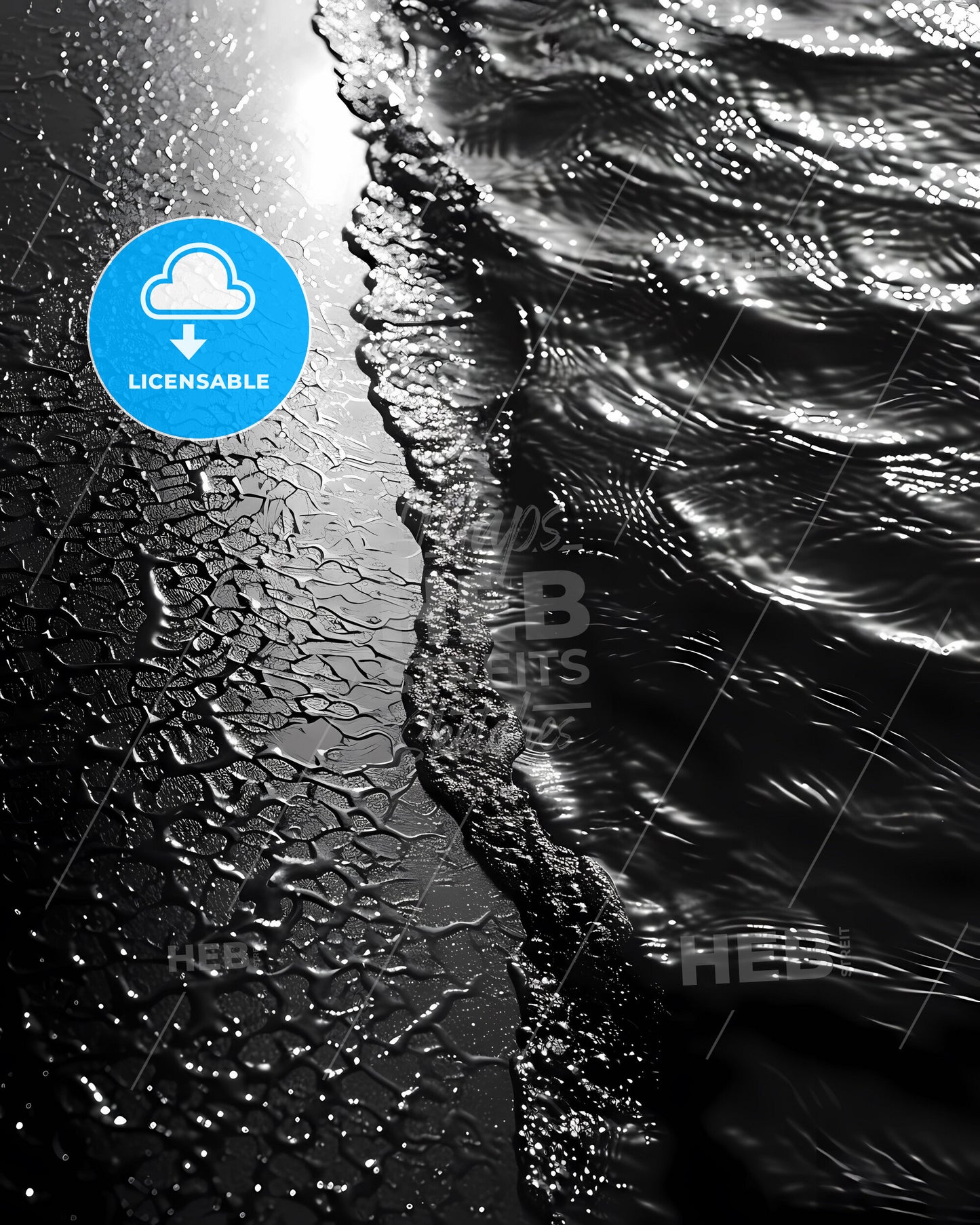 Abstract Art Of Curves In Blue Water Painting Digital Minimal