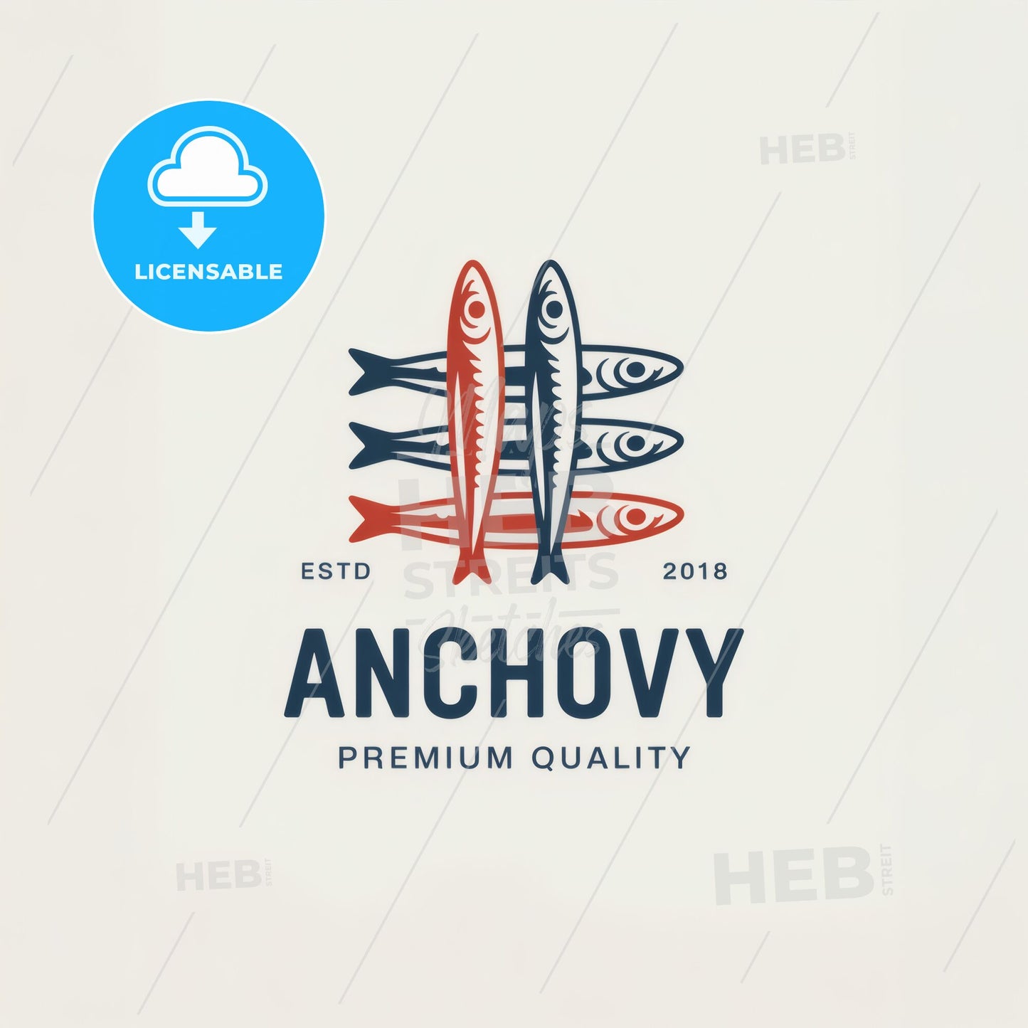 Minimalist Seafood Logo Print: Stylish Anchovies with Premium Quality Elegance