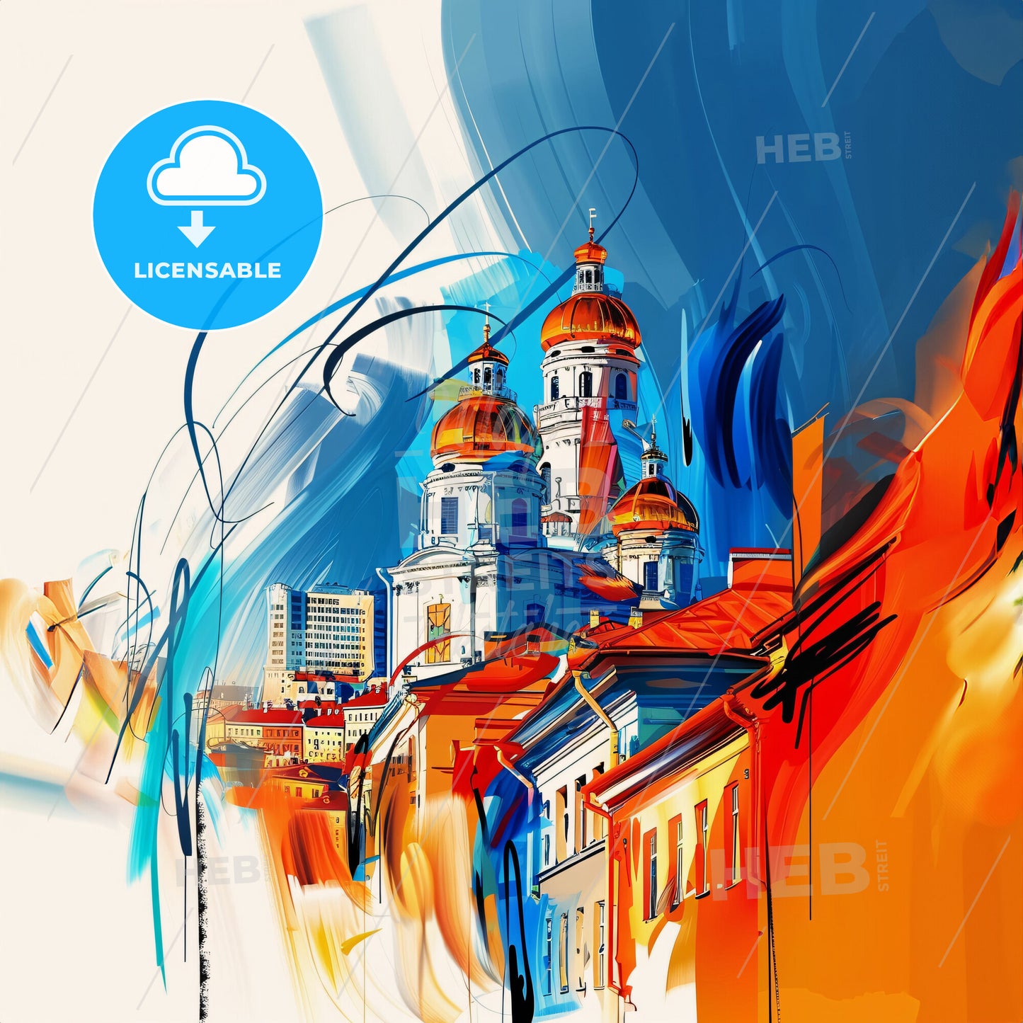 Vibrant Мінск, Belarus - A Painting Of A Building With A Dome On Top