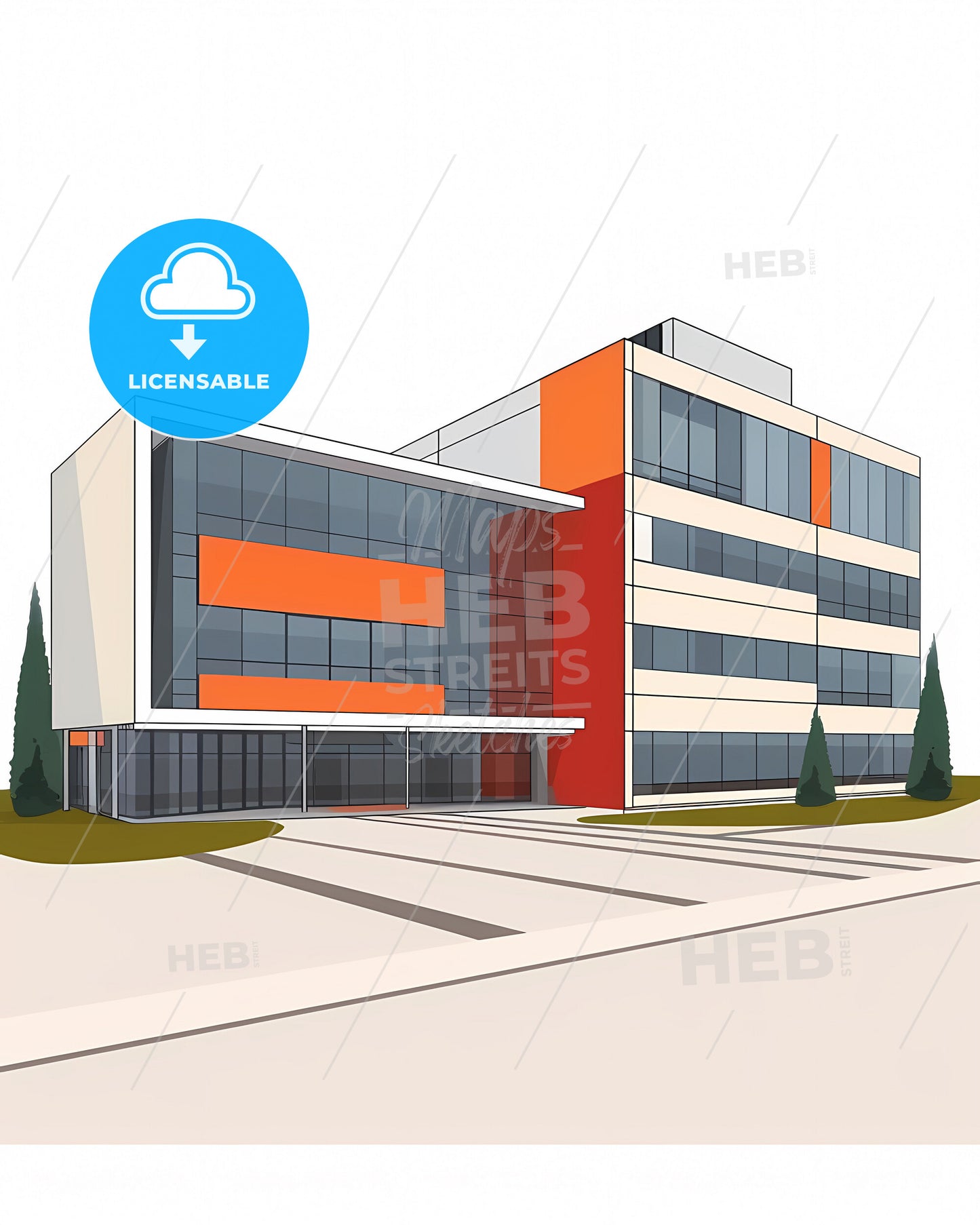 Bauhaus Architecture Abstract Painting Geometric Windows Vibrant Colors