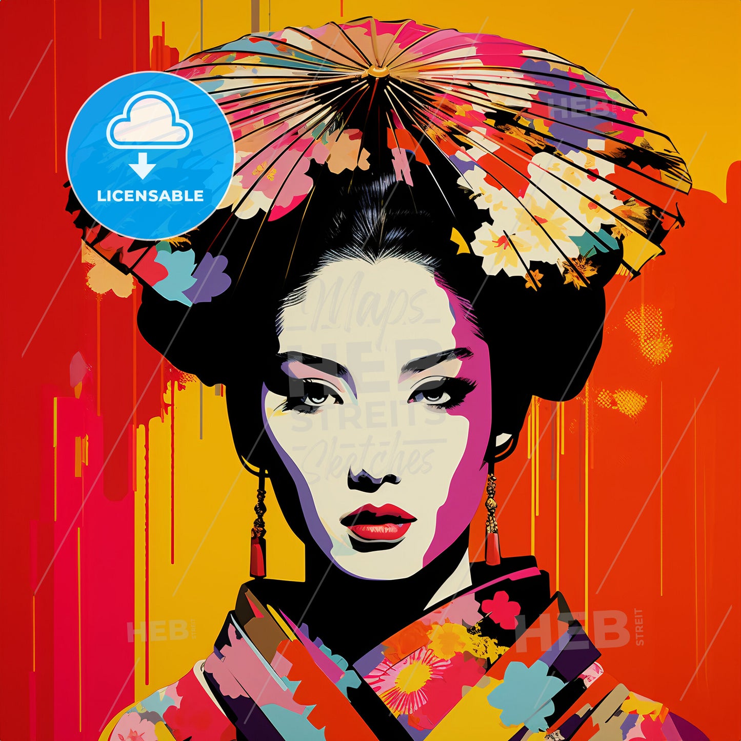 A Woman With A Fan On Her Head With The Andy Warhol Museum In The Background