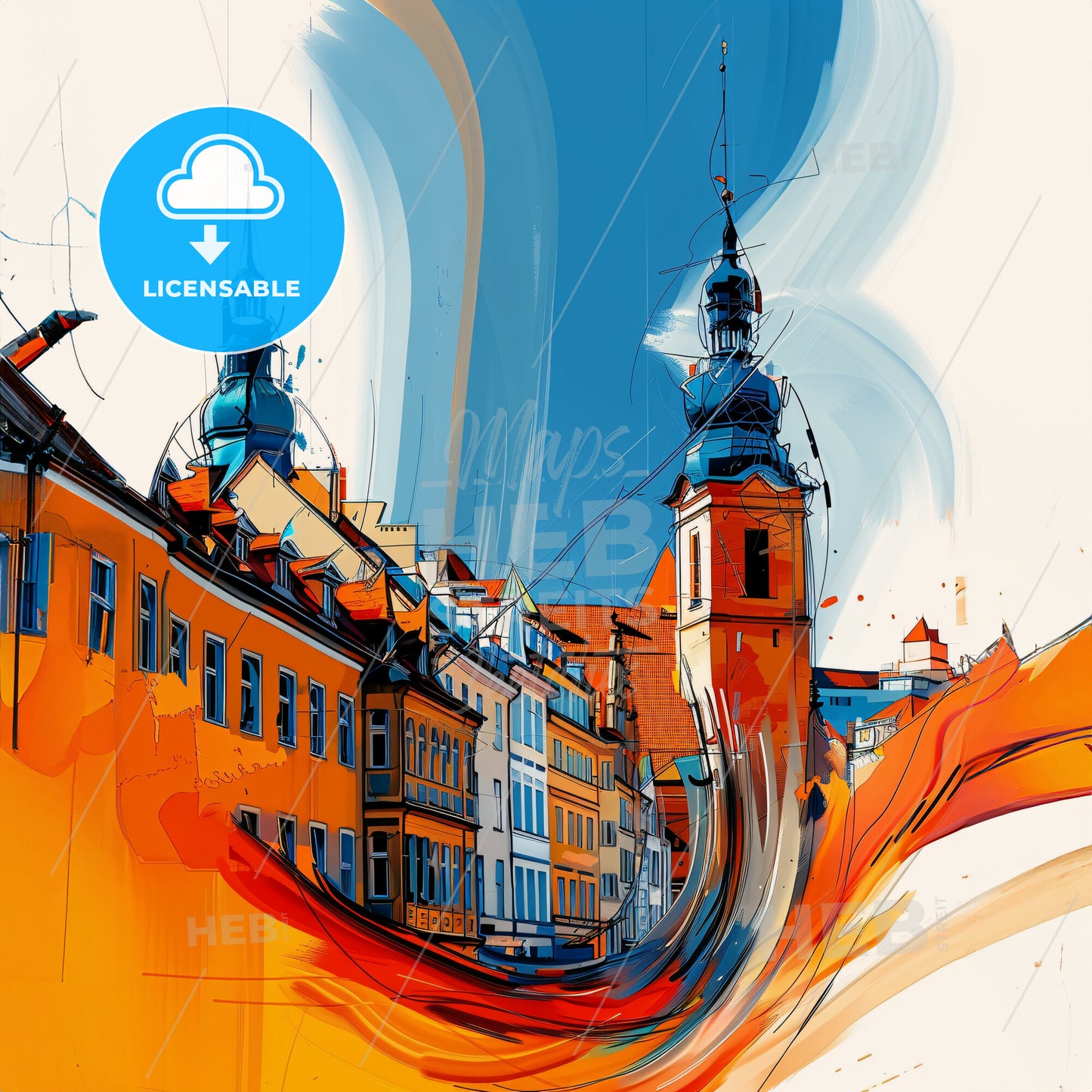 Vibrant Moers, Germany - A Colorful Painting Of Buildings