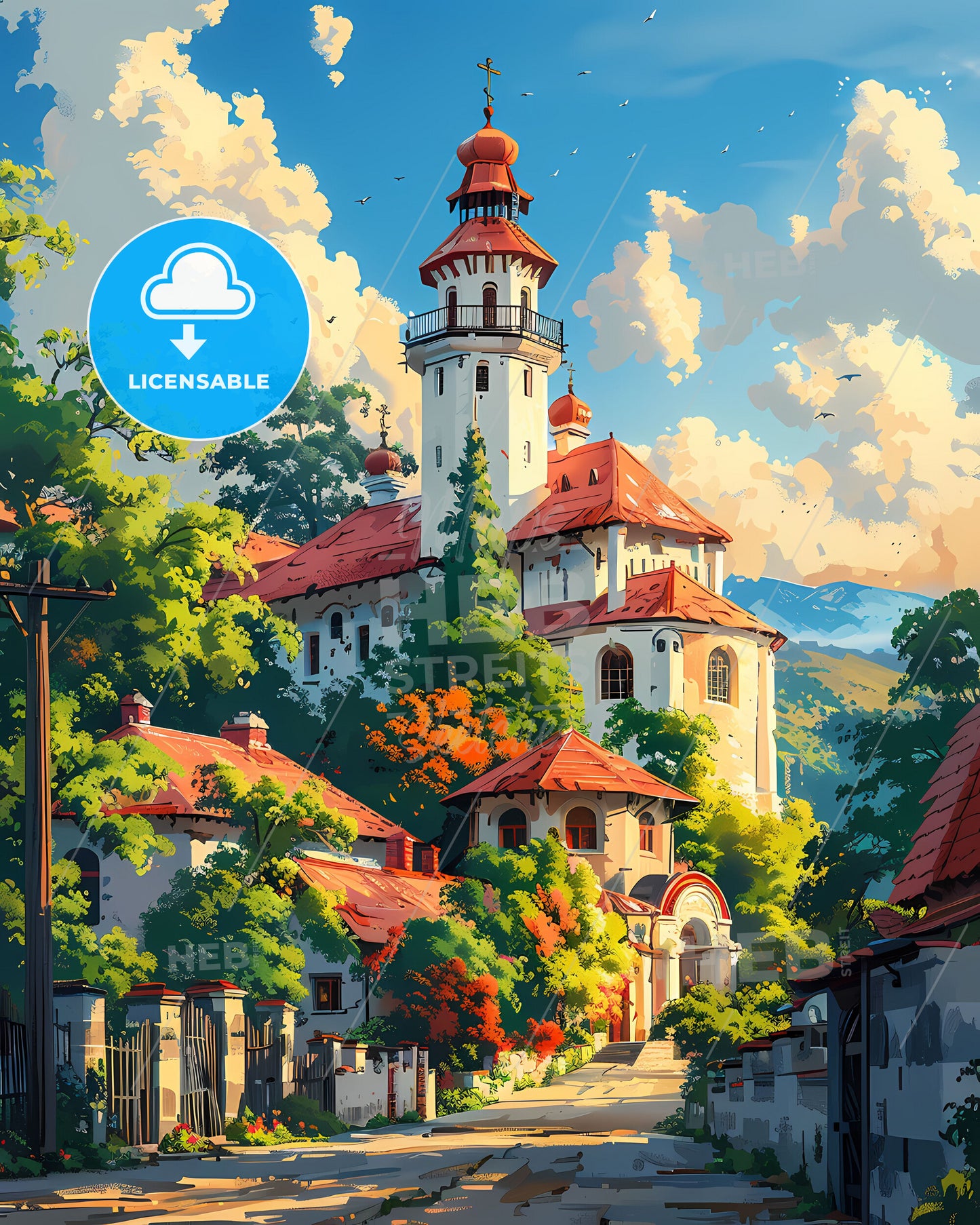 Moldova Europe Building Tower Architecture Wall Art Painting Vivid Oil Painting Art