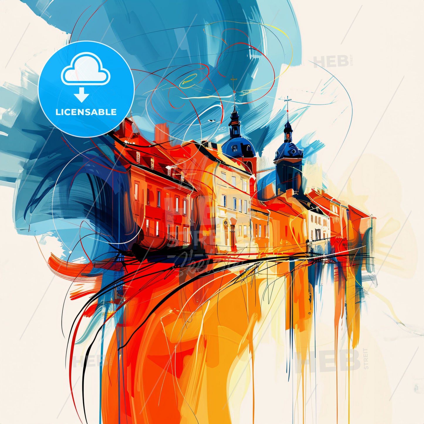 Vibrant Mönchengladbach, Germany - A Painting Of Buildings And A Street