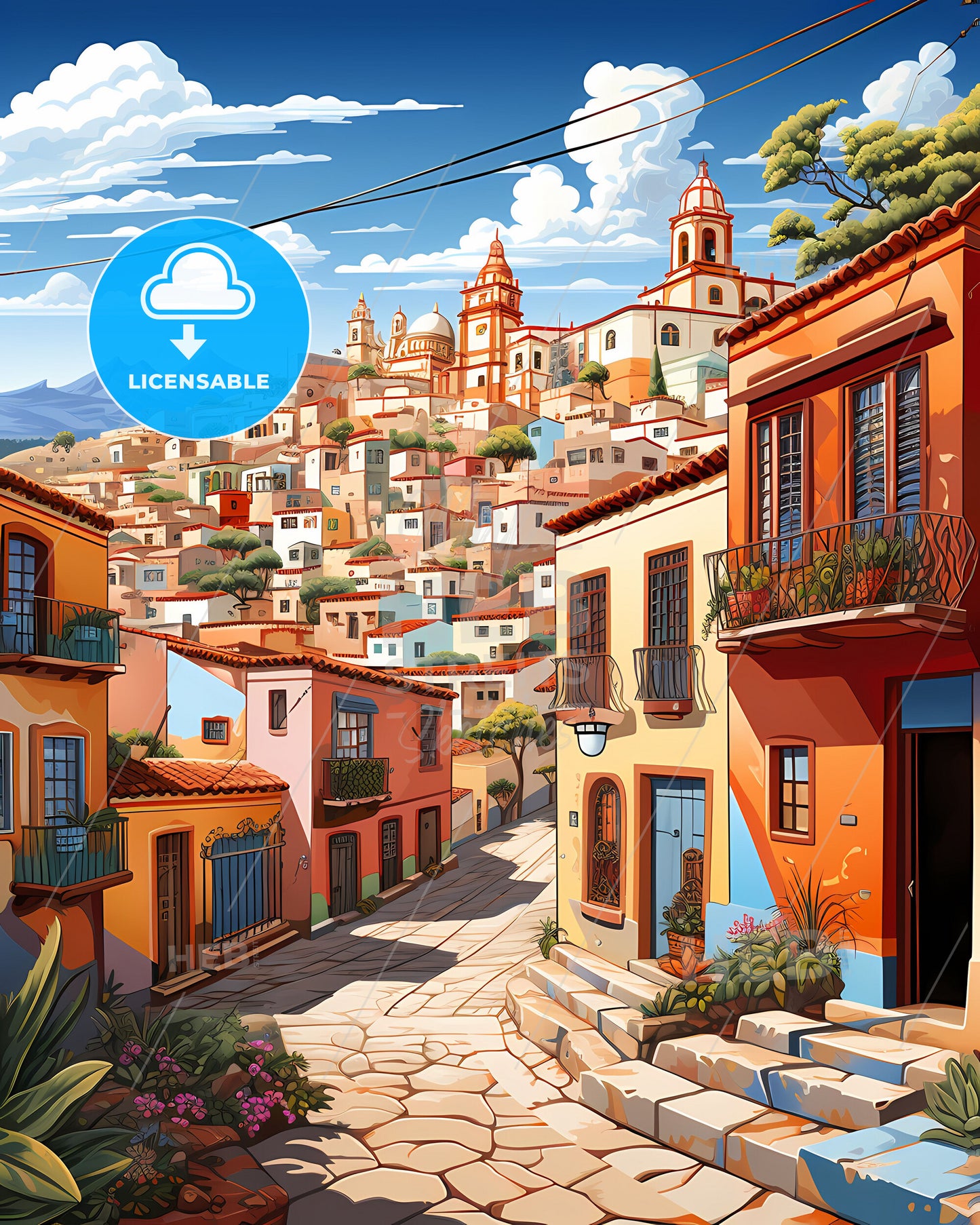 Colorful Montes Claros Brazil Cityscape Painting with Buildings and Hill