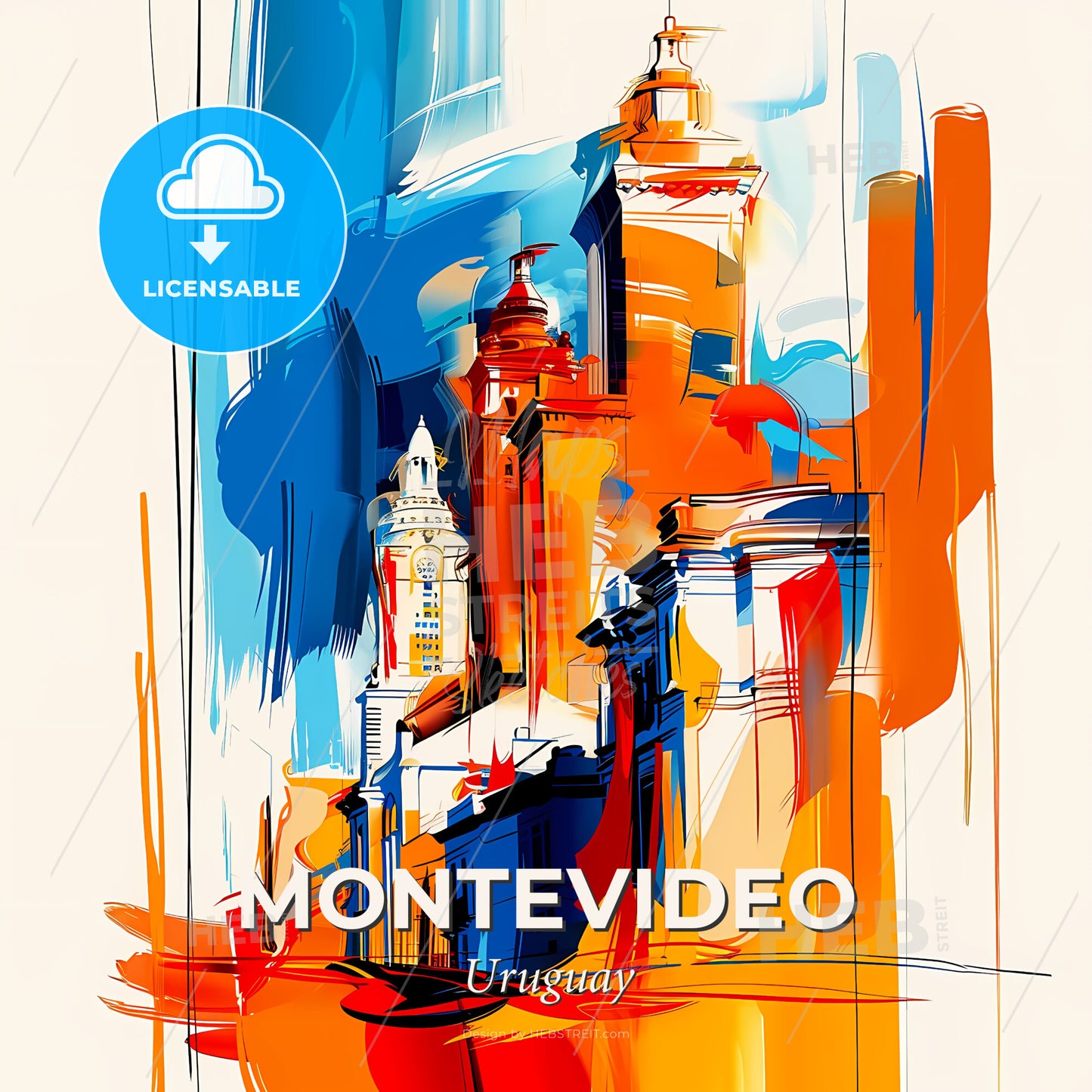Vibrant Montevideo, Uruguay - A Painting Of A Building - Square format print template