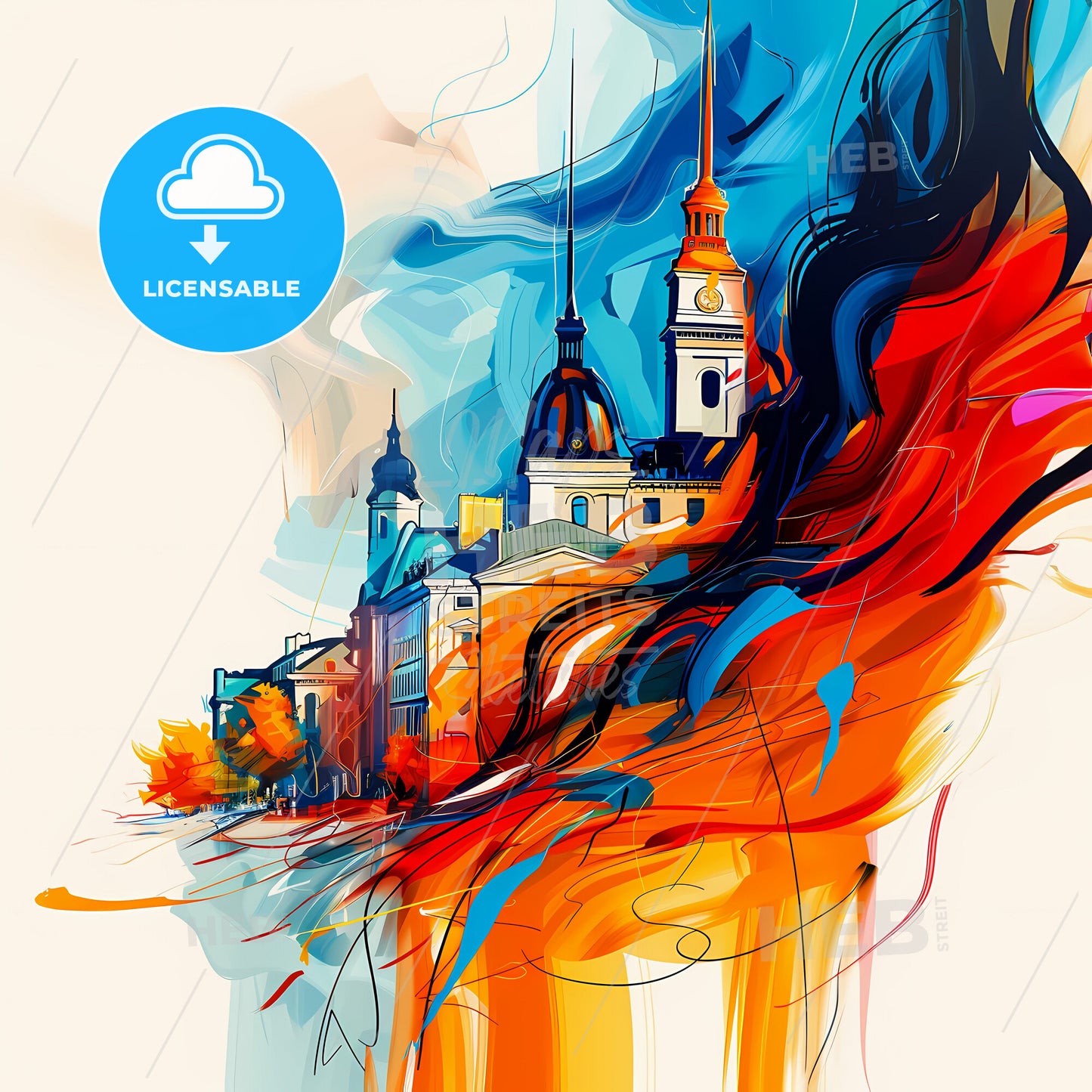 Vibrant Montreal, Canada - A Painting Of A Building With A Colorful Background