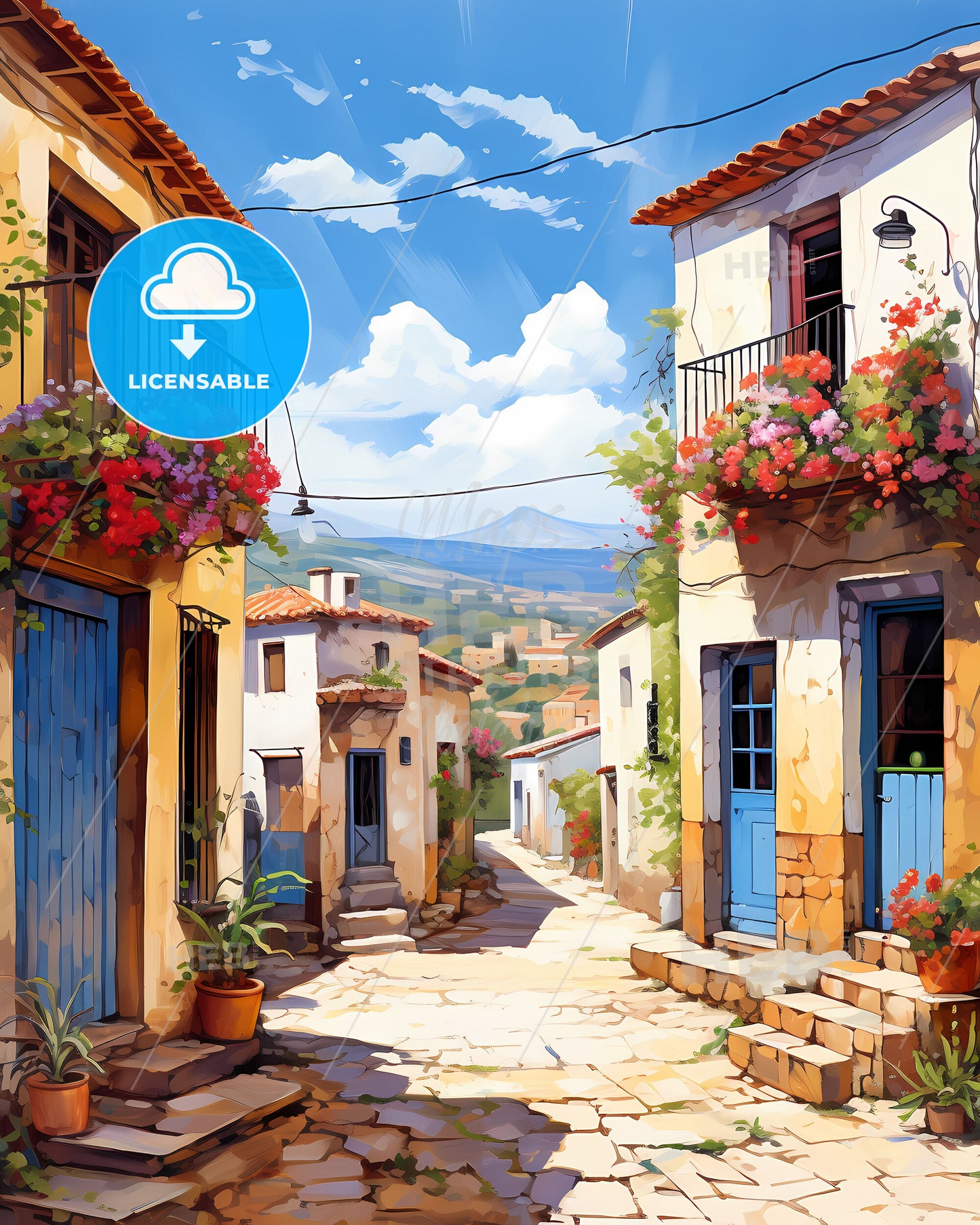 Buenos Aires Argentina Street Art Cityscape Urban Scene Flowers Painting Artwork