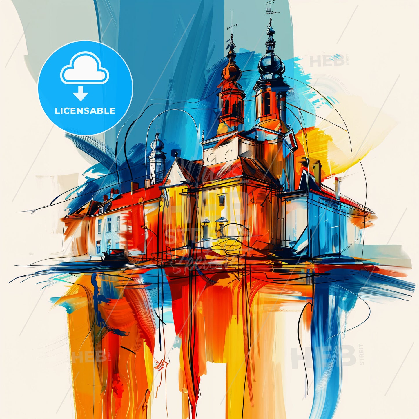 Vibrant Mouscron , Belgium - A Painting Of A Building