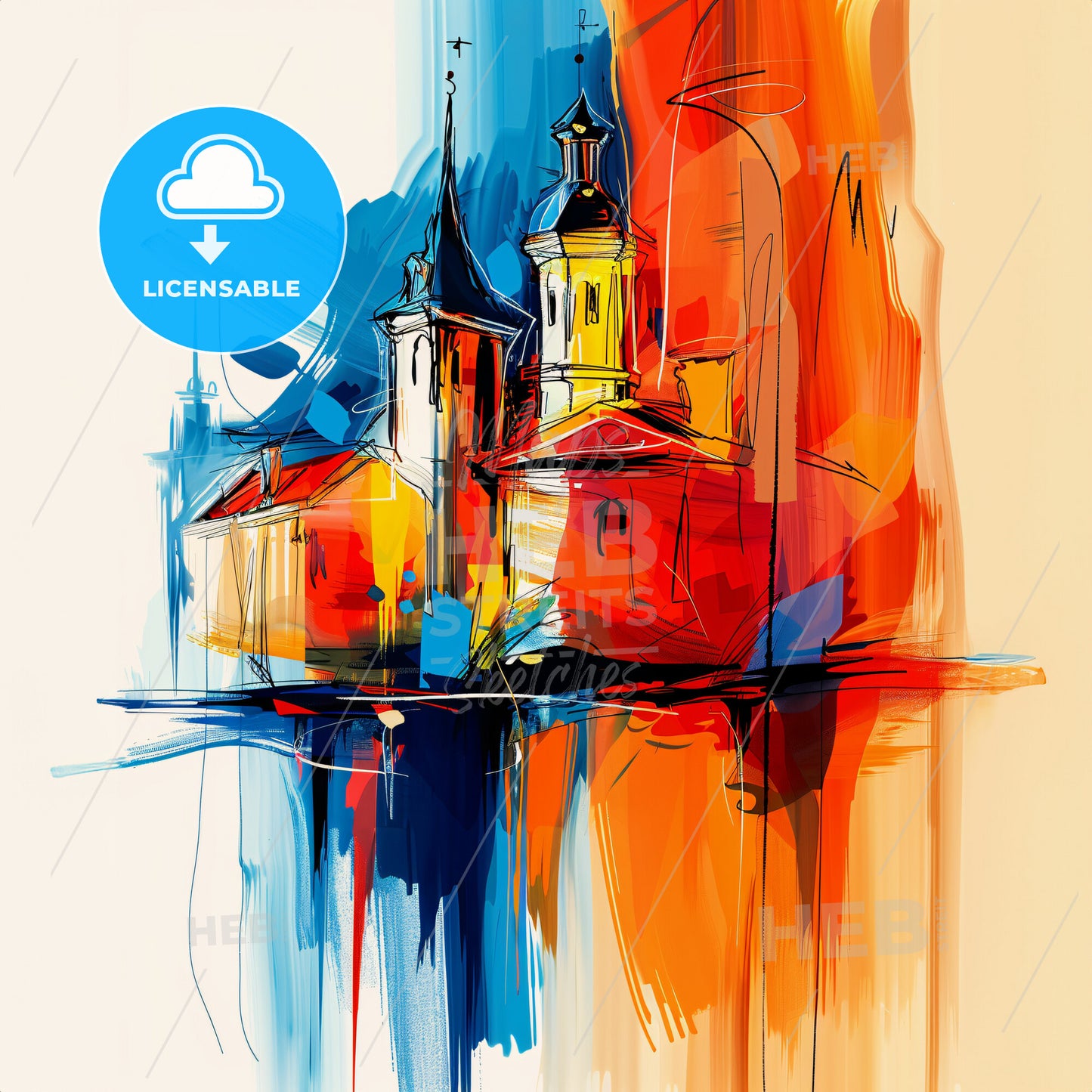 Vibrant Mulhouse, France - A Painting Of A Building