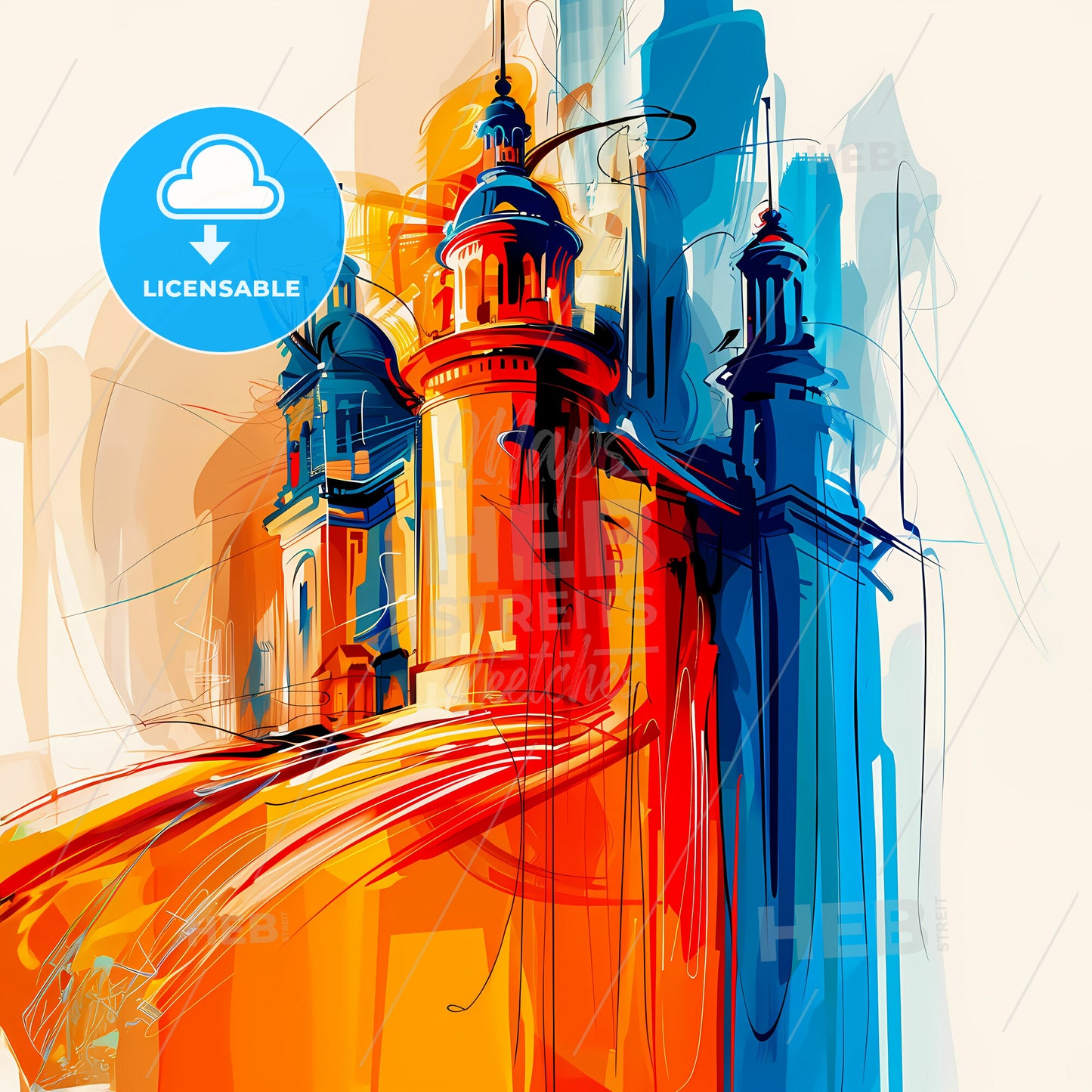 Vibrant Mumbai, India - A Colorful Painting Of A Castle