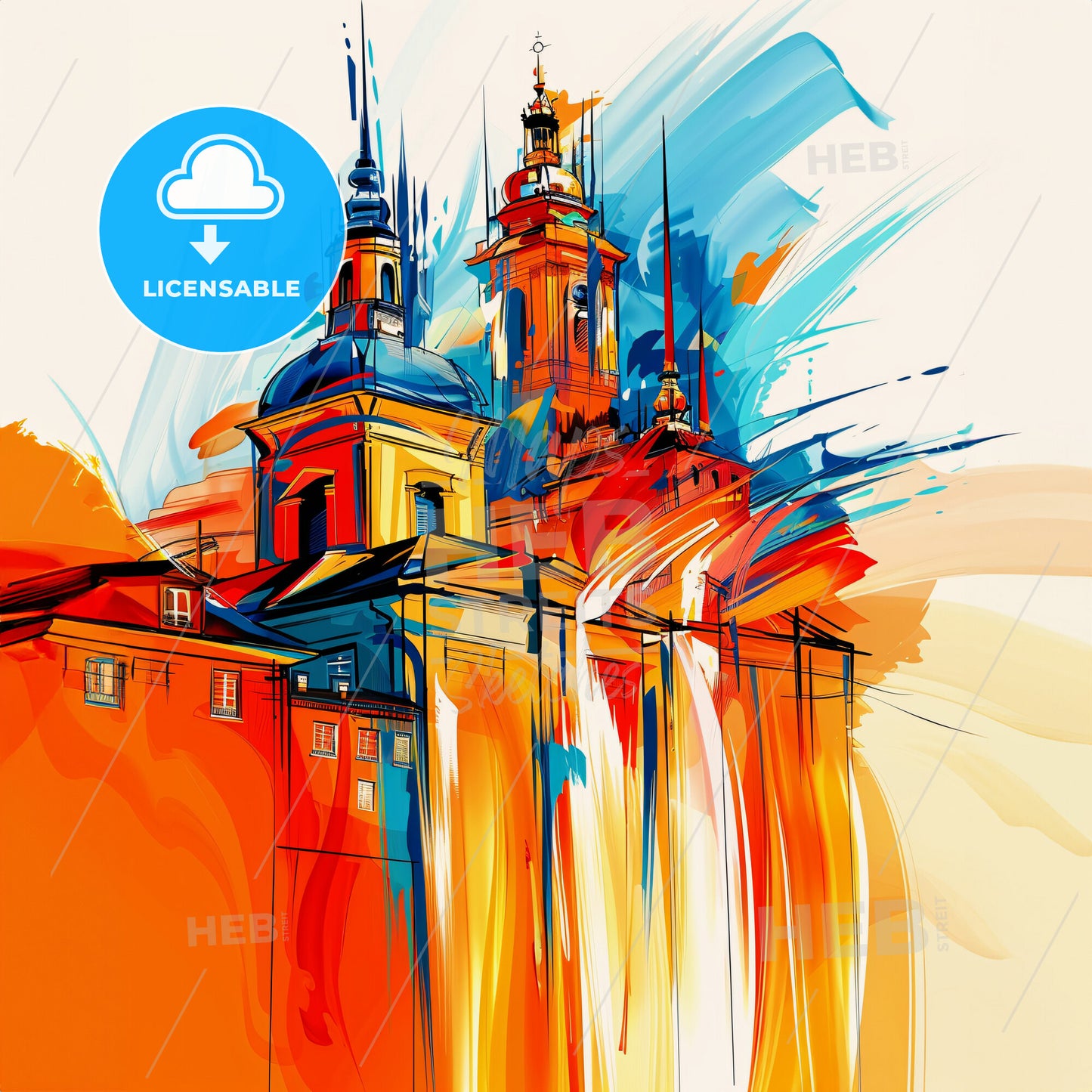 Vibrant Nancy, France - A Colorful Painting Of A Building