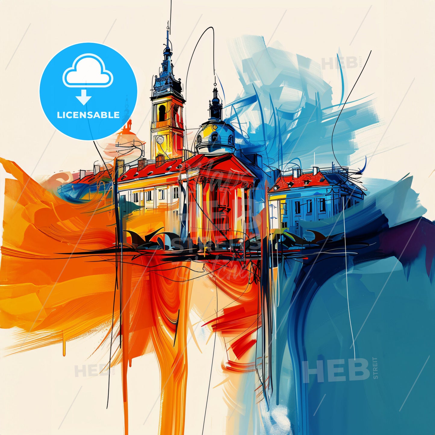 Vibrant Nancy, France - A Painting Of A Building