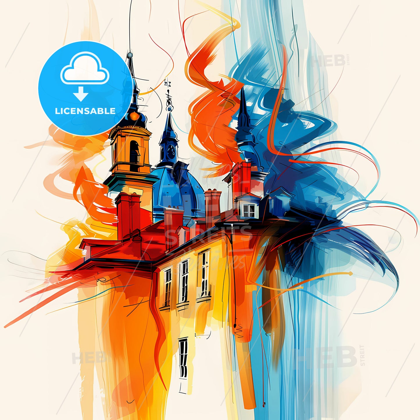 Vibrant Nancy, France - A Painting Of A Building With A Colorful Design