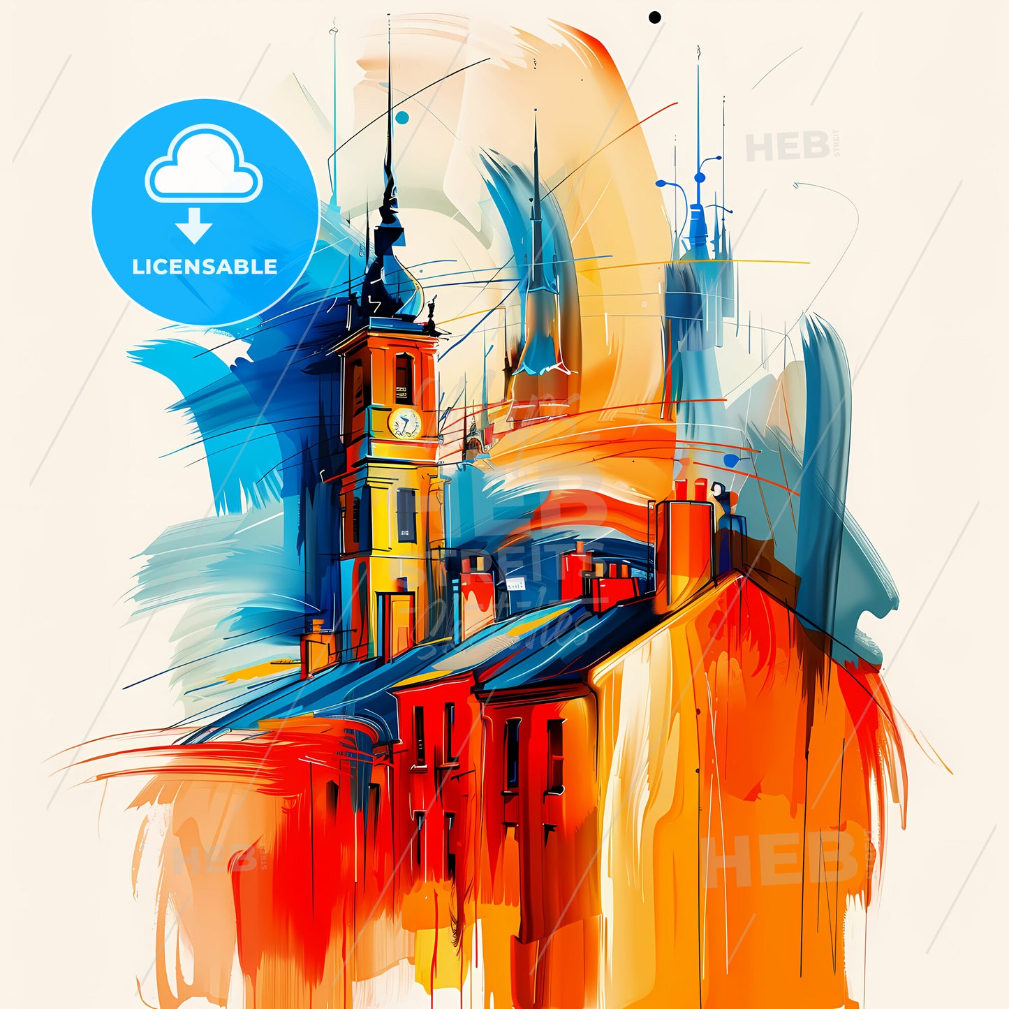 Vibrant Navan, Ireland - A Painting Of A Building With A Clock Tower