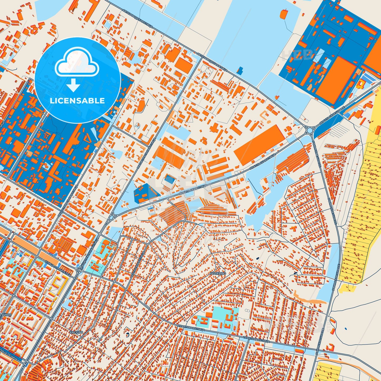 Colorful Neftekamsk Street Map with Labels and Buildings