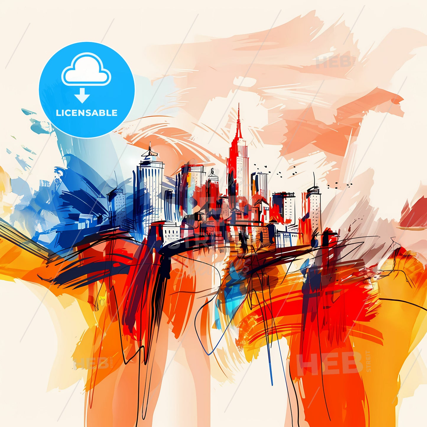 Vibrant New York City, United States - A Colorful Cityscape With A White Background