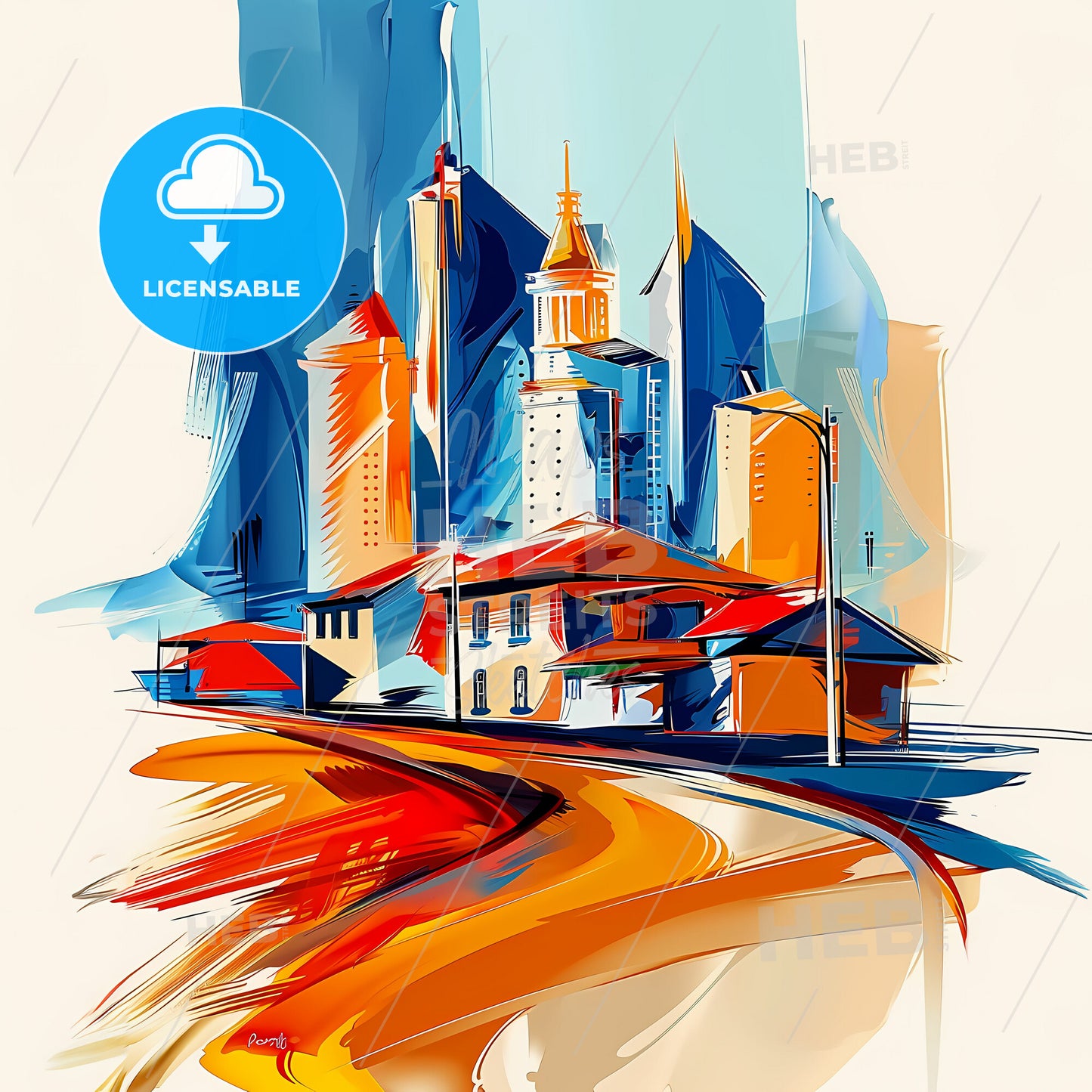 Vibrant North Las Vegas, Nevada - A Painting Of A City