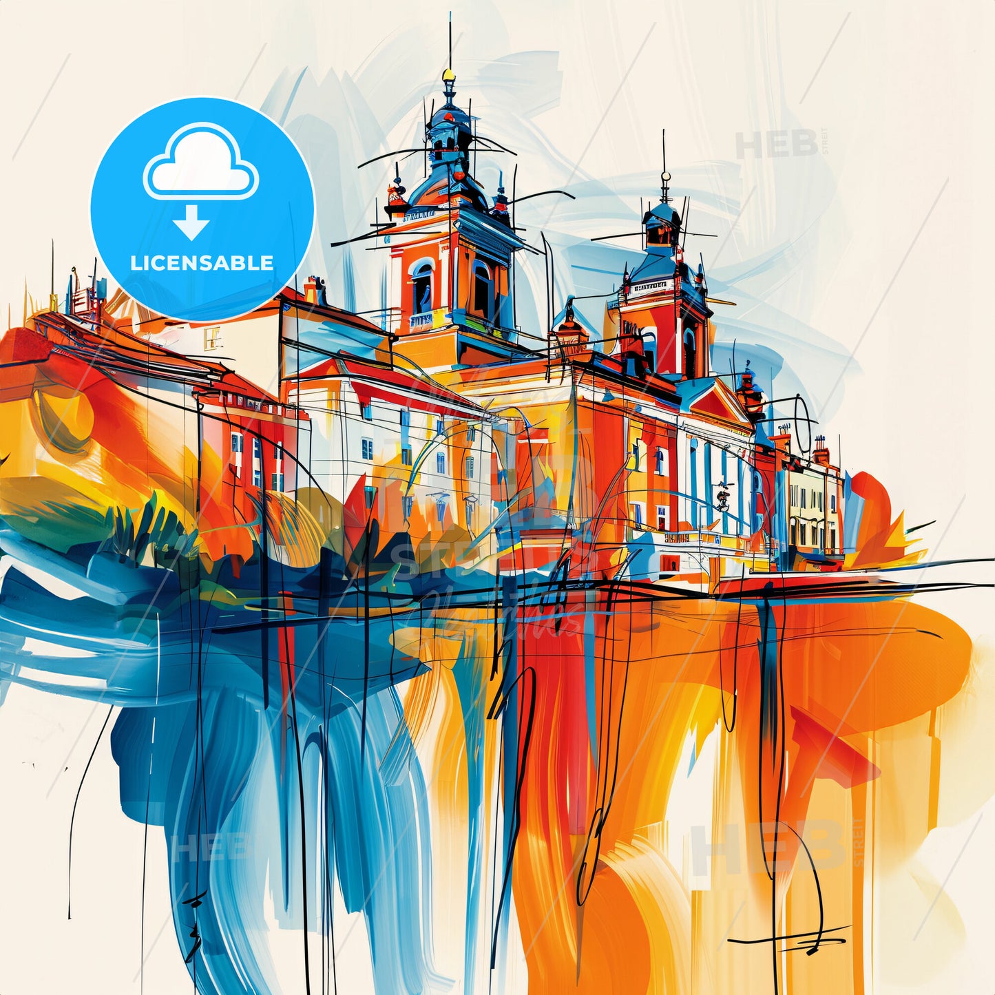 Vibrant Northampton, England - A Colorful Painting Of A Building