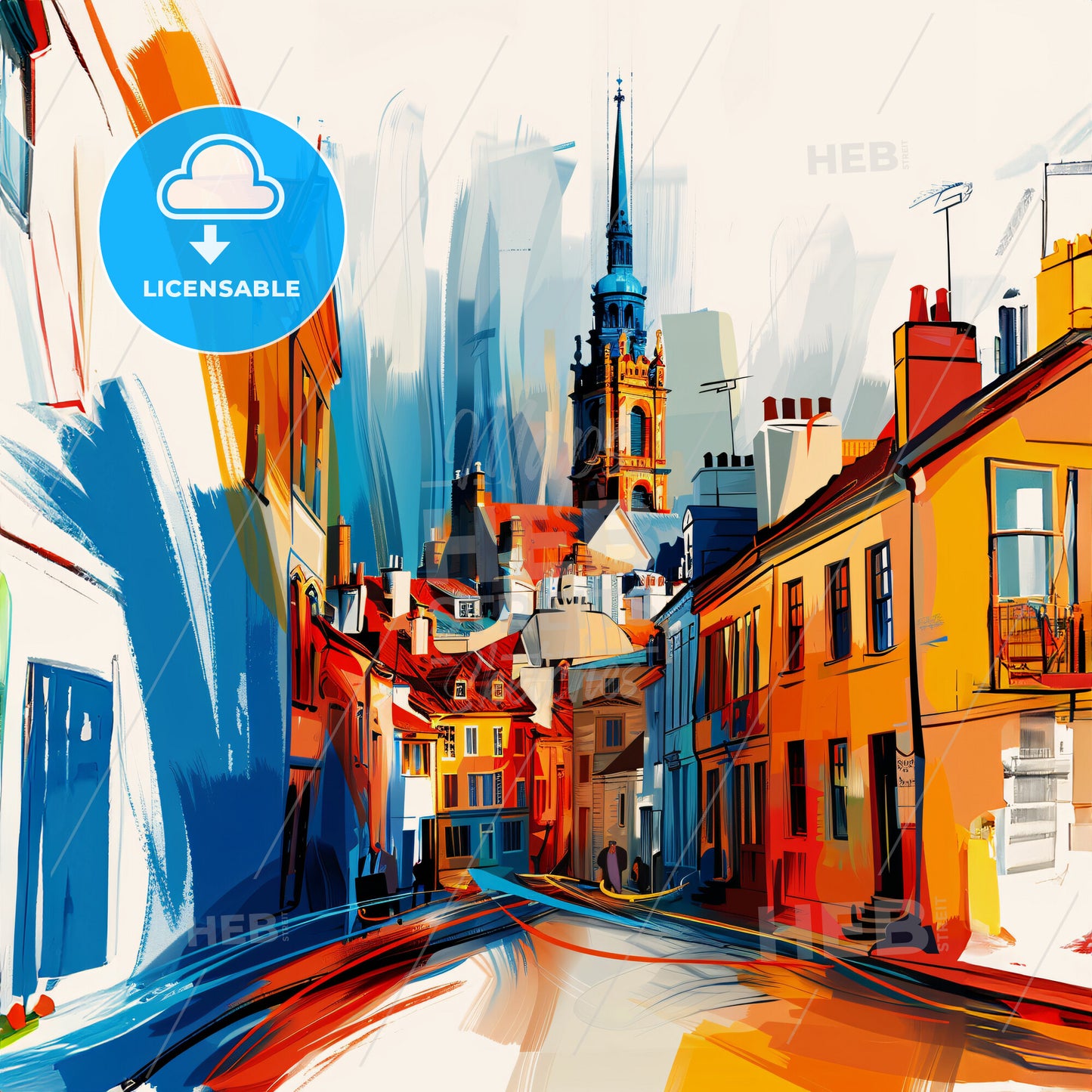 Vibrant Norwich, England - A Street With Buildings And A Steeple