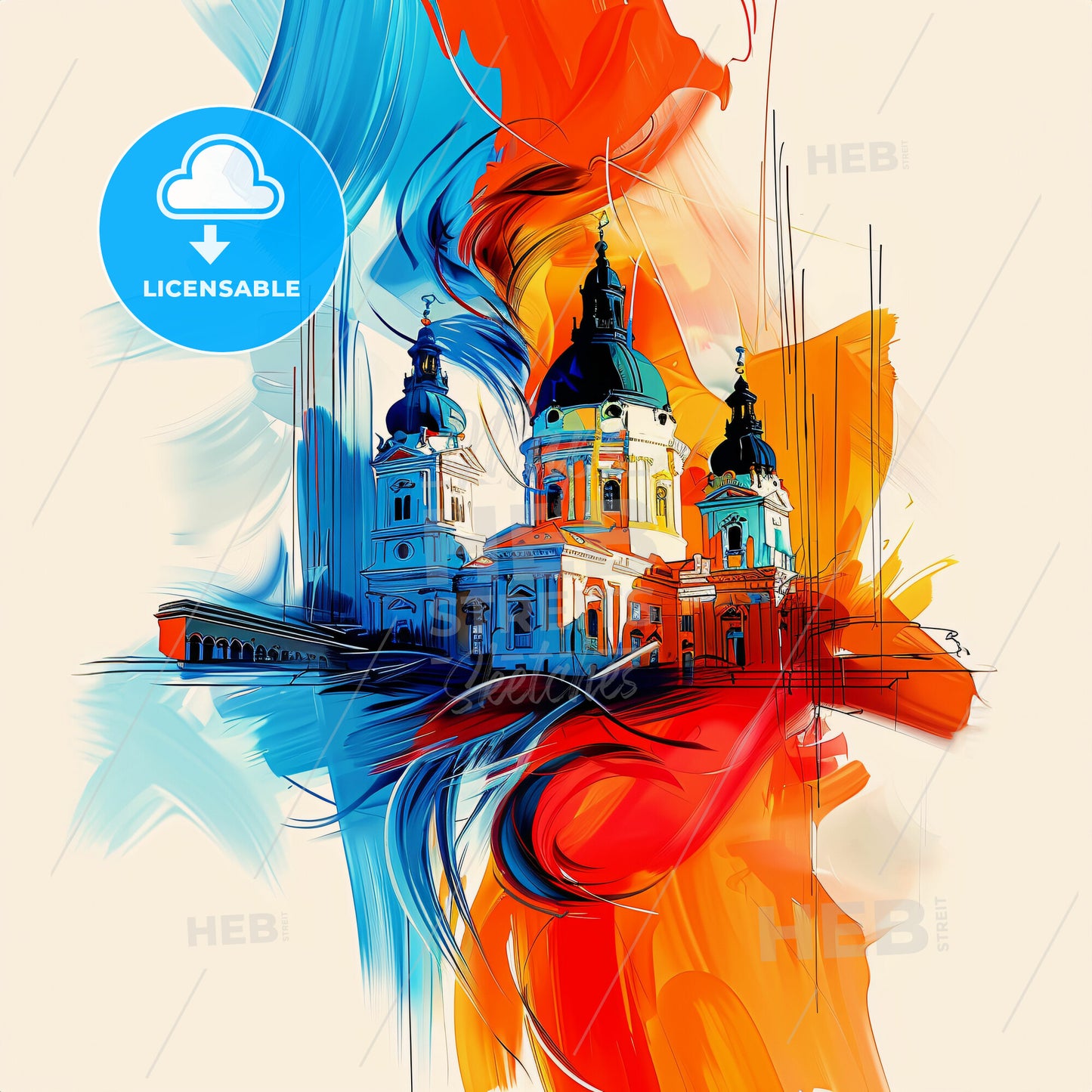 Vibrant Nyíregyháza, Hungary - A Painting Of A Building